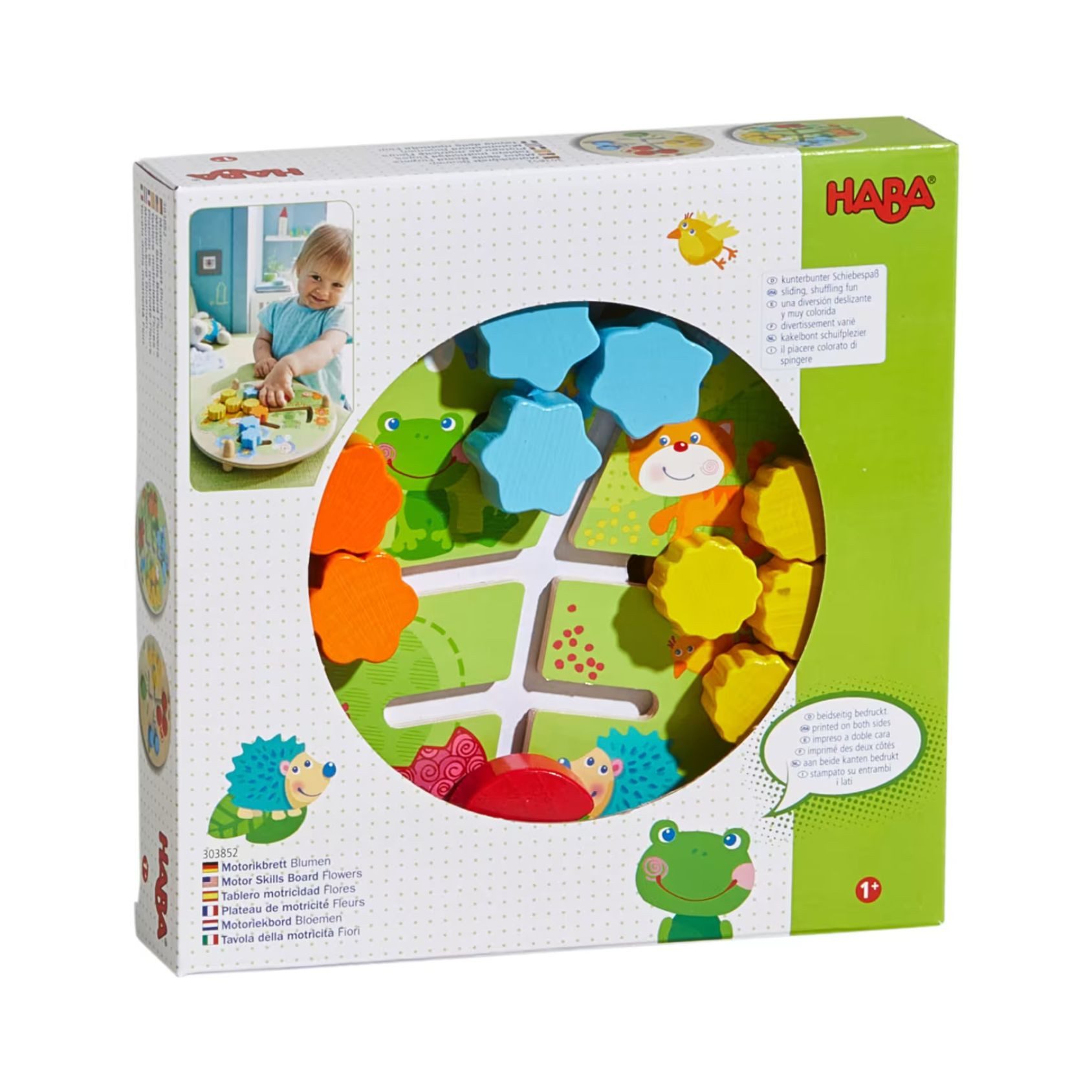 Haba Motorikbrett Motorikbrett Blumen, (Set, 1-tlg), erstes Kennenlernen von Farben und Zahlen