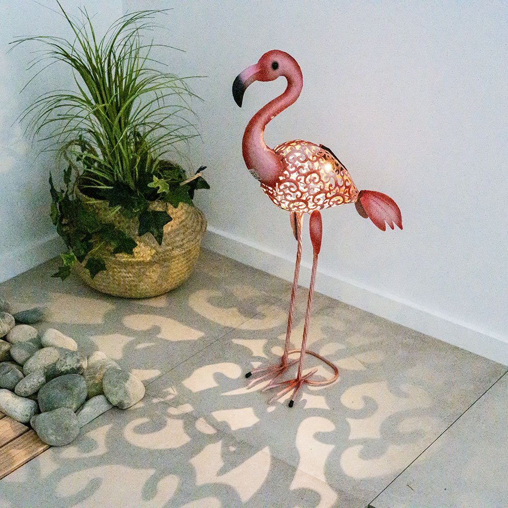 LED Garten Steck Leuchte Solar Flamingo Pink Schwarz Tier Lampe Hof Beleuchtung 