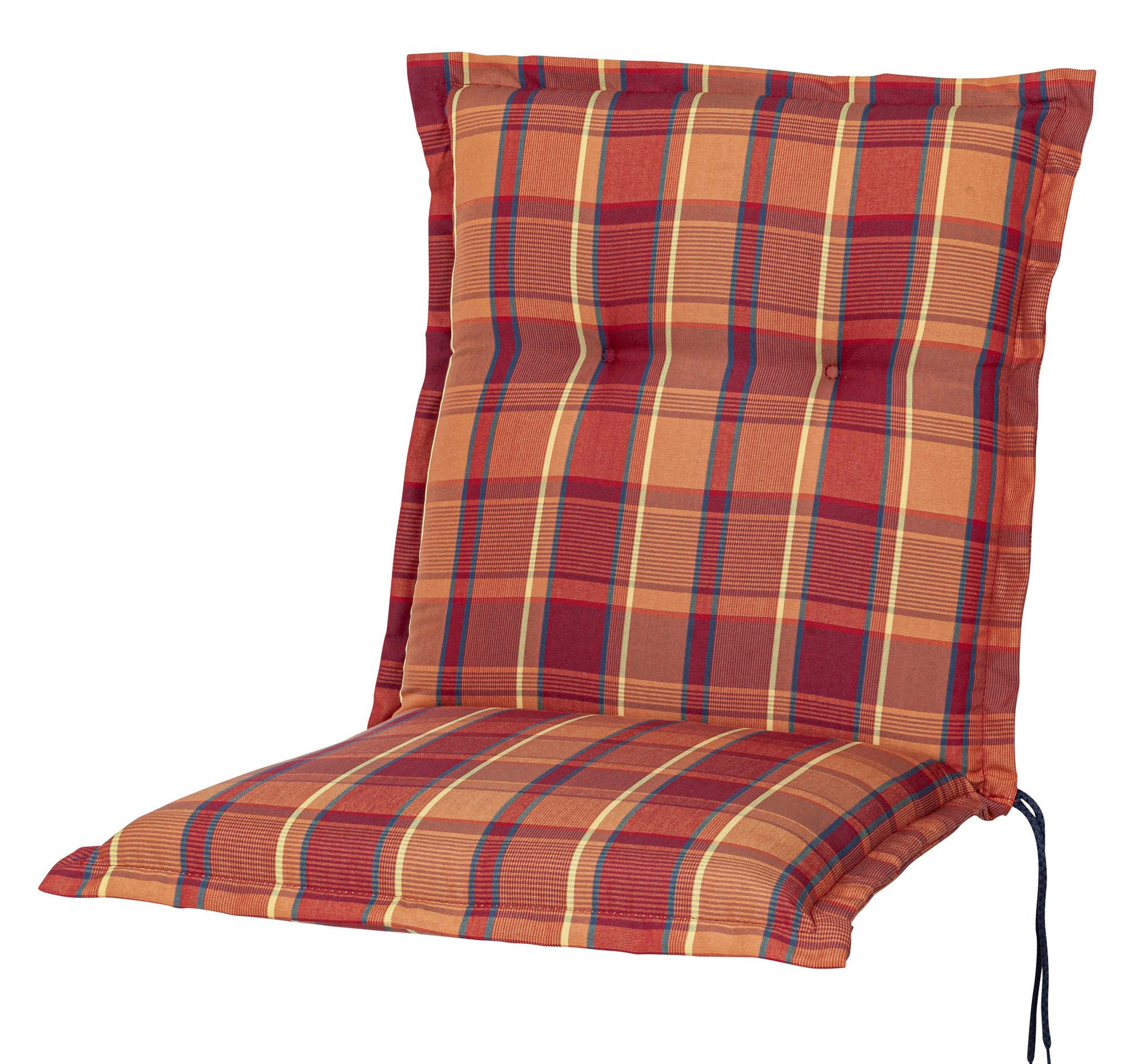KETTtex Sesselauflage Niederlehner Florence 2136 orange-rot kariert 100x49x8 cm KETTtex