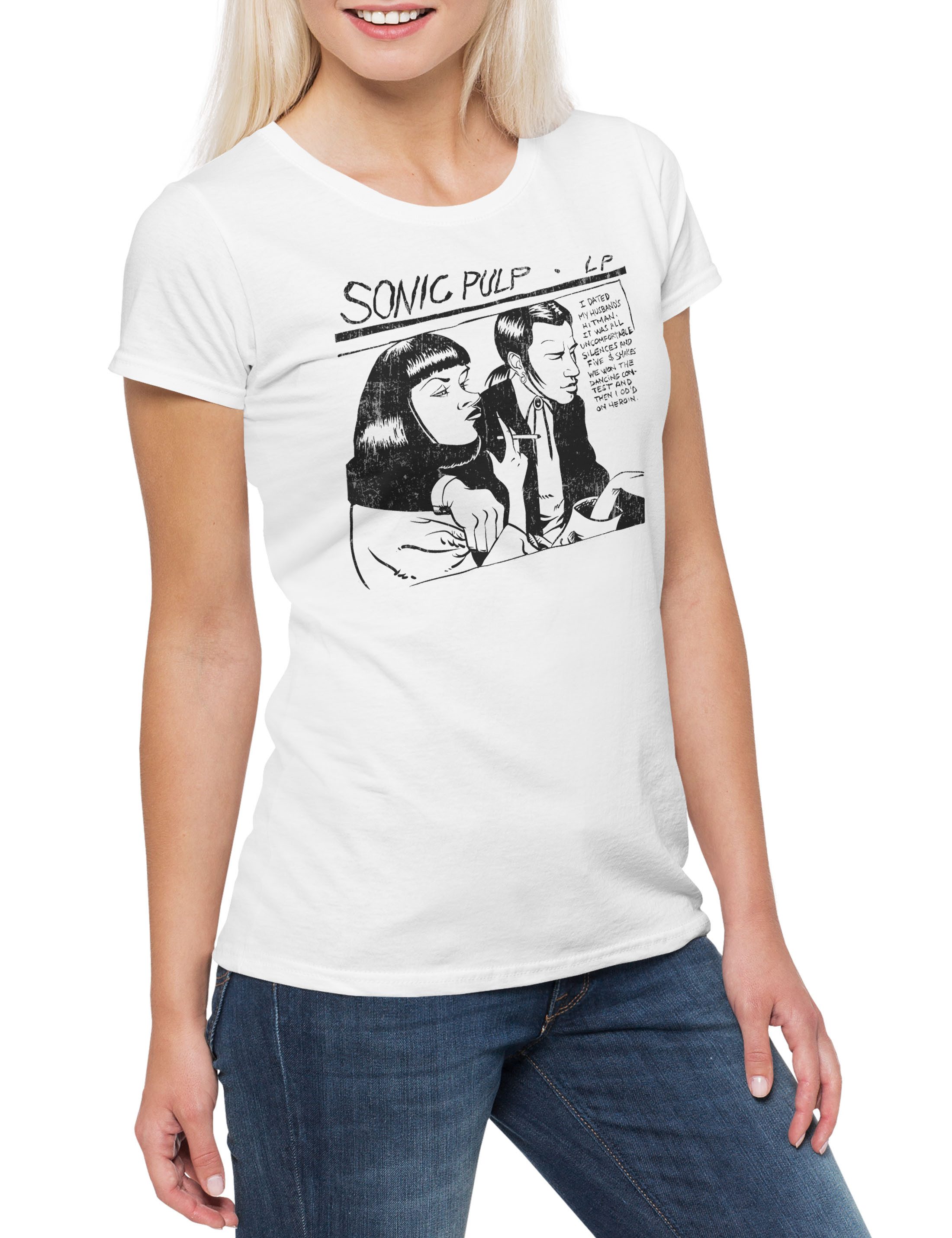 Print-Shirt Sonic Pulp Damen T-Shirt Vincent Quentin Mia Vega Wallace Fiction