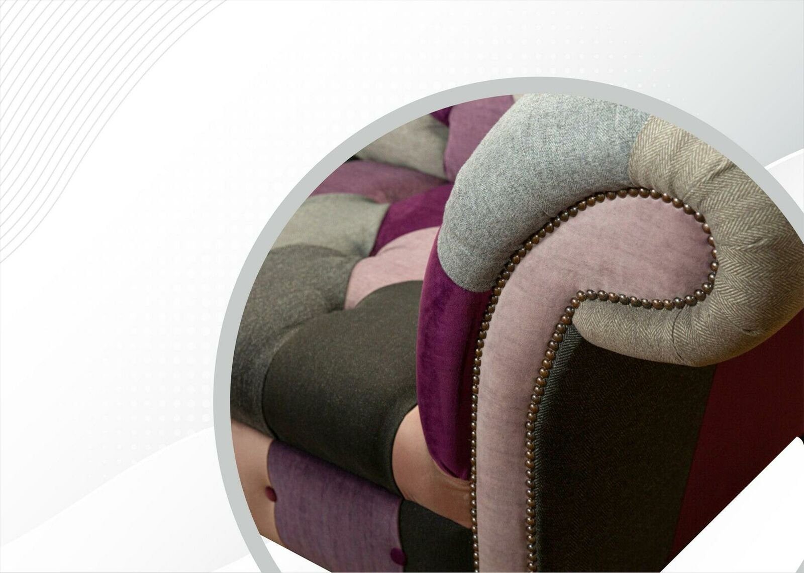 Neu, bunter Chesterfield-Sofa JVmoebel Chesterfield Dreisitzer 3-er Couch Luxus Europe Made Modern in