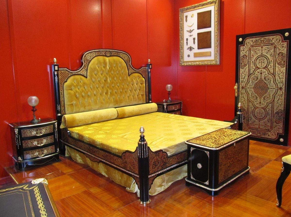 Casa Padrino Bett Boulle Doppelbett Schwarz günstig online kaufen