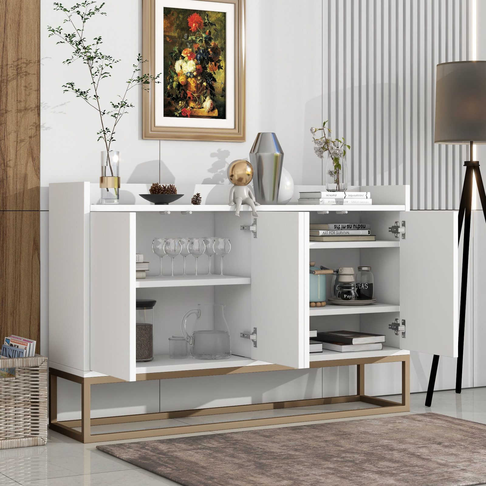 PXloue Sideboard kommode Highboard, mit 4 günstig online kaufen