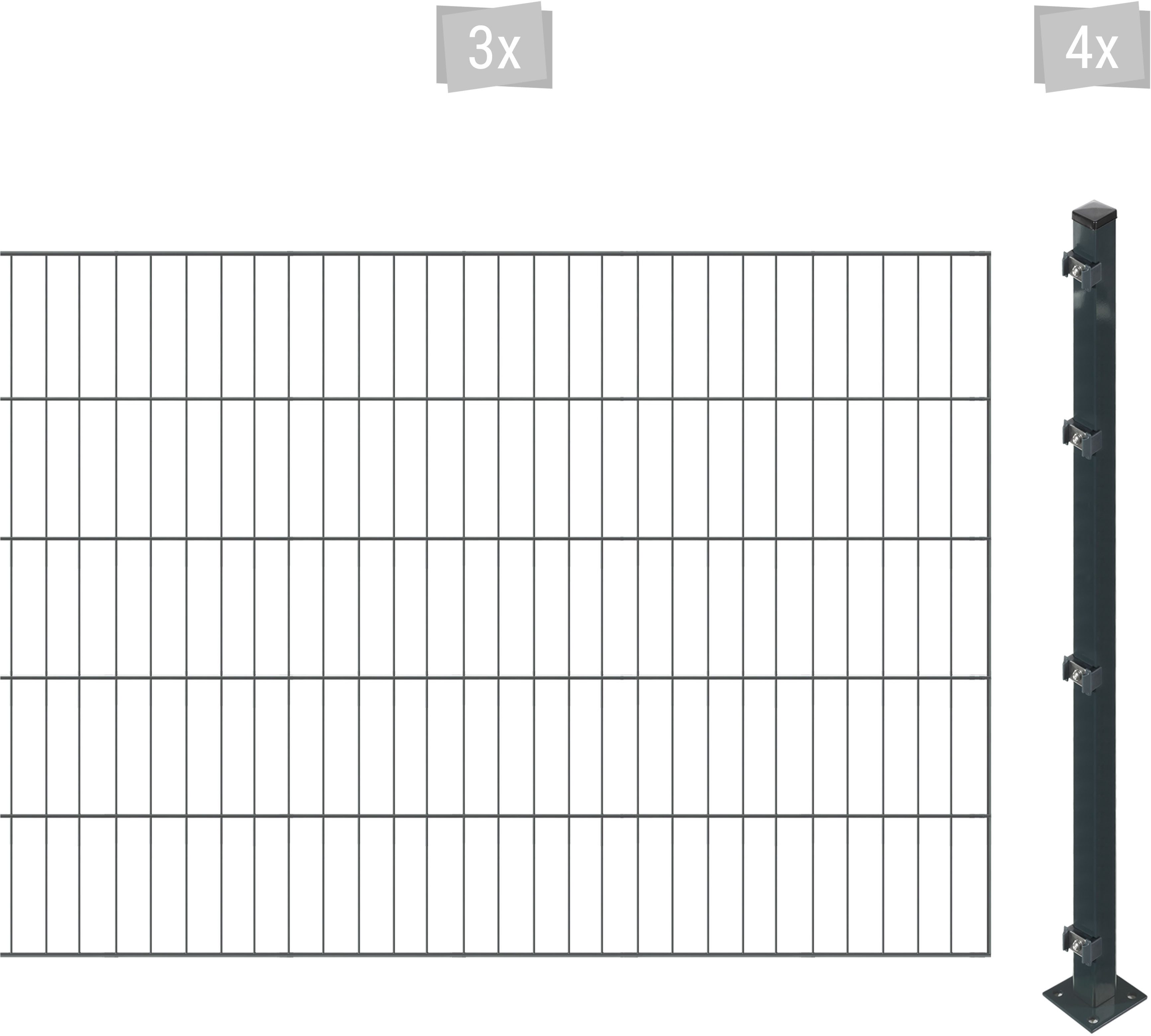 Arvotec Einstabmattenzaun ESSENTIAL 100 zum Einbetonieren, (Set, 7-St), Zaunhöhe 100 cm, Zaunlänge 2 - 60 m