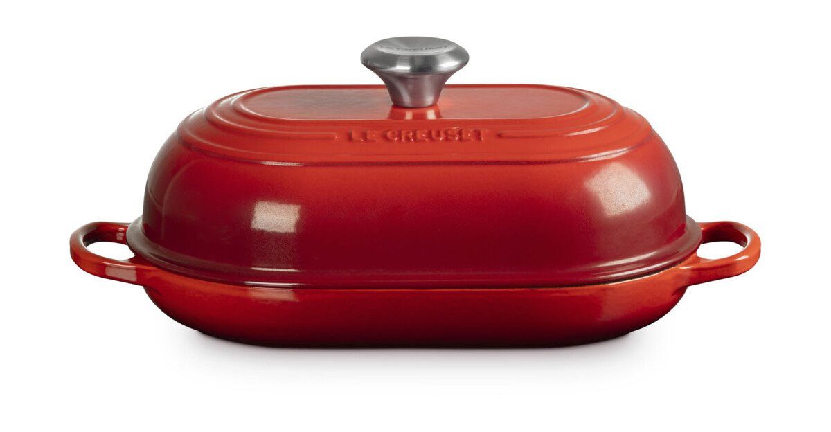 LE CREUSET Geschirr-Set Brot-Bräter 29 cm Signature Kirschrot, Emailliertes Gusseisen