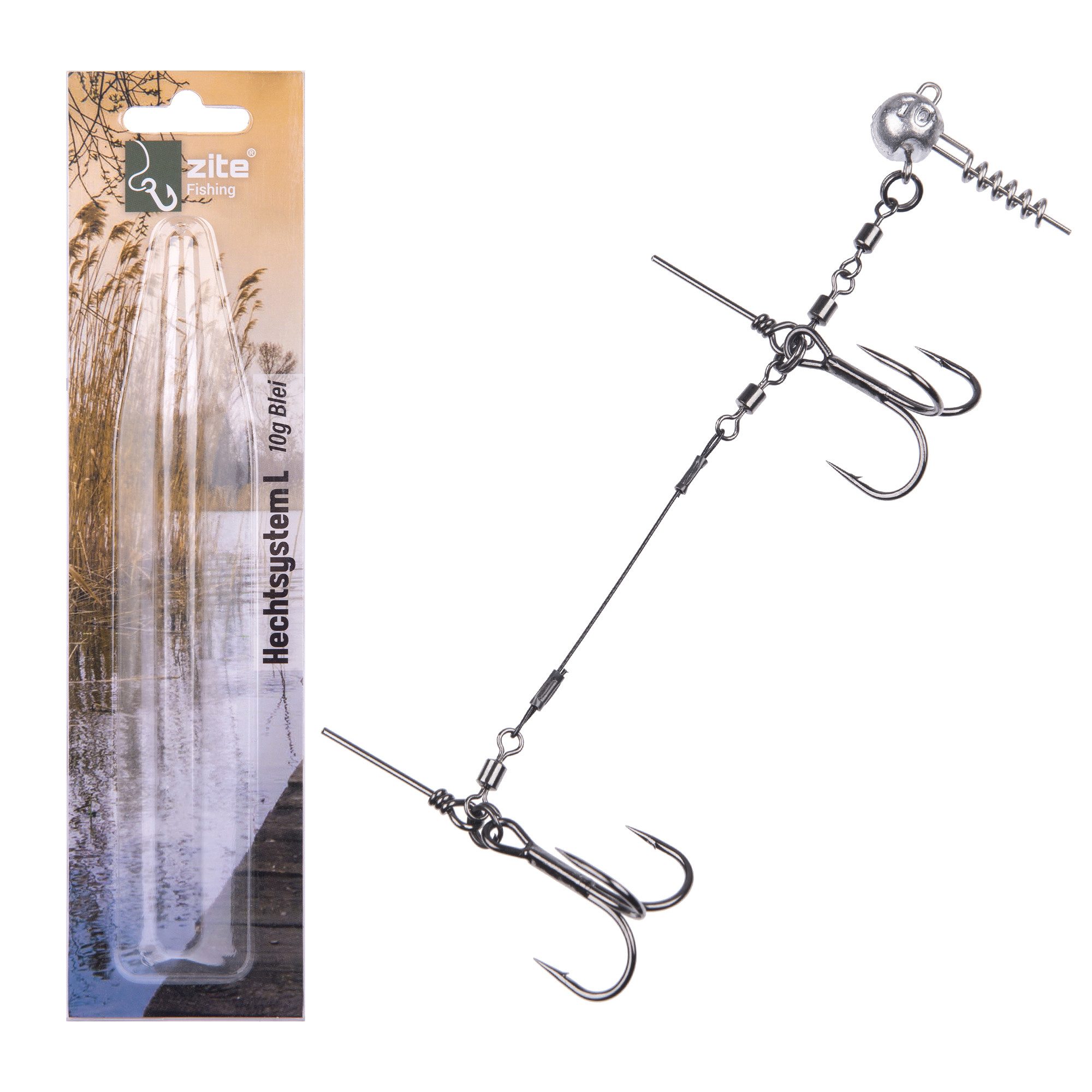Drillingshaken Hechtsystem L 13cm 5-20g Blei Gummifisch 21-26cm Fertigmontage Angeln