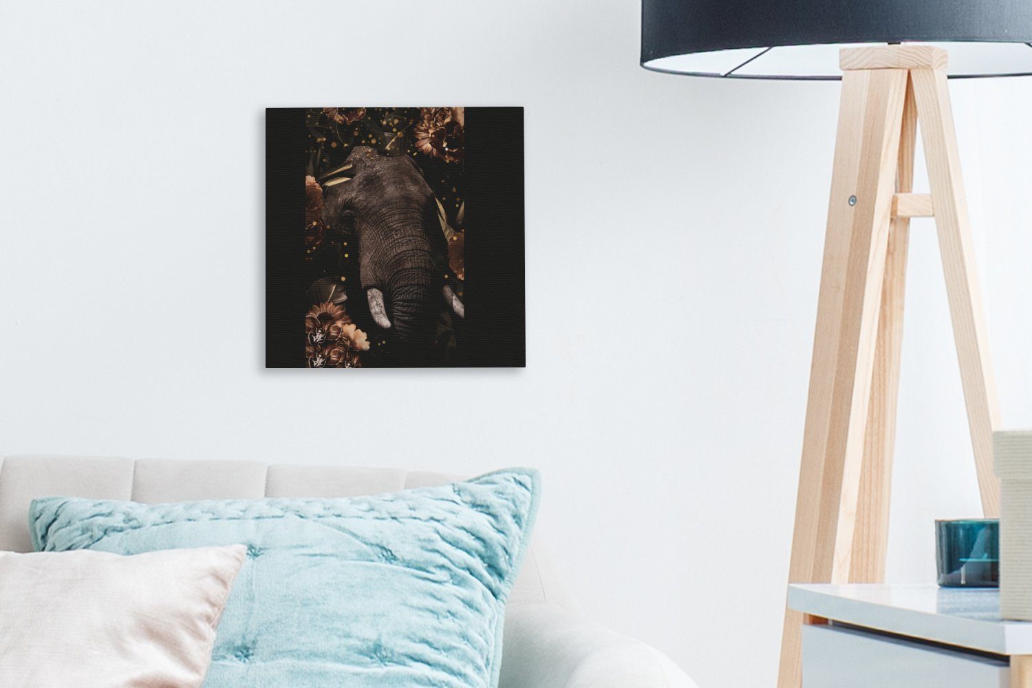 OneMillionCanvasses® Leinwandbild Wohnzimmer St), Tiere Leinwand - (1 Licht, - für Bilder Schlafzimmer Blumen - Elefant