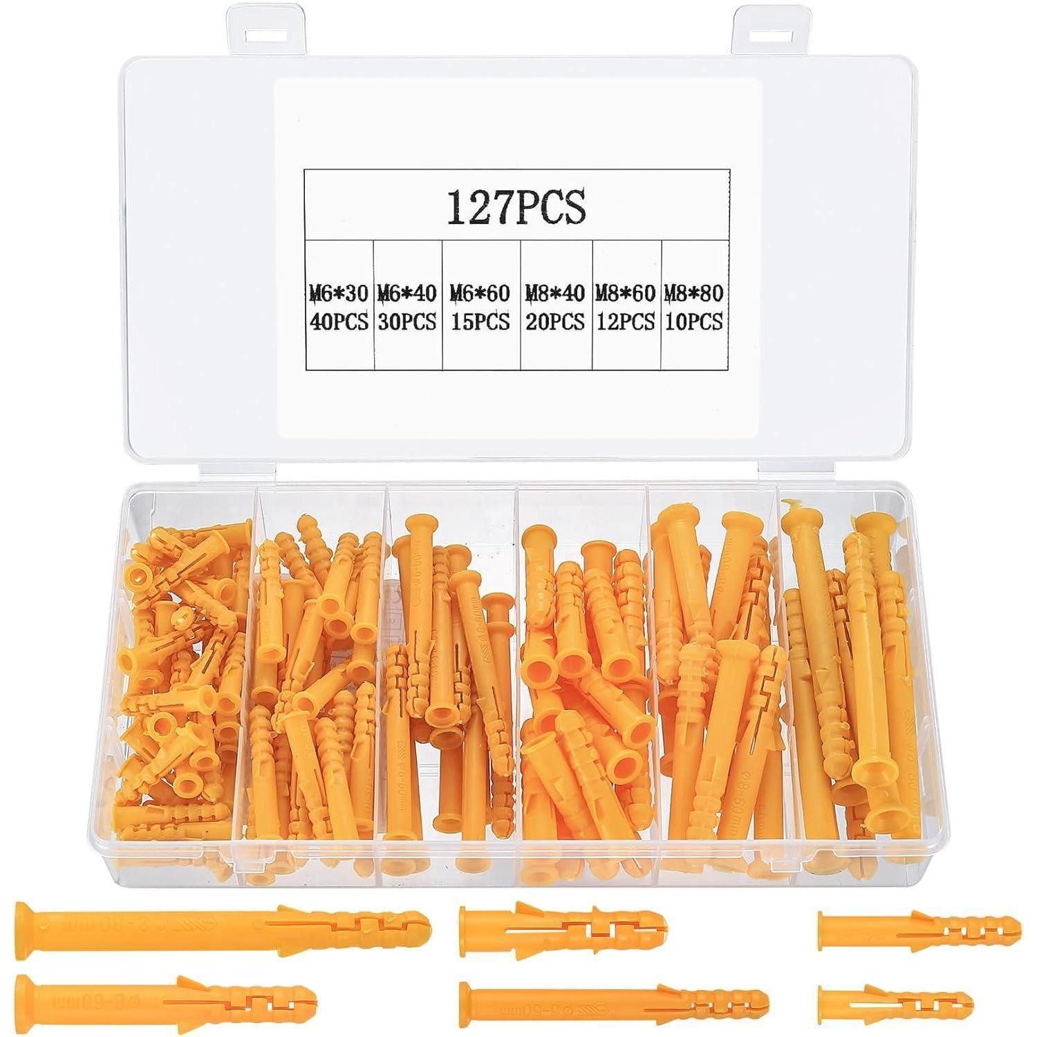 LuxusKollektion Dübel-Set Dübel Set 127 Stück Universaldübel Kunststoff für Gipskarton Ziegel