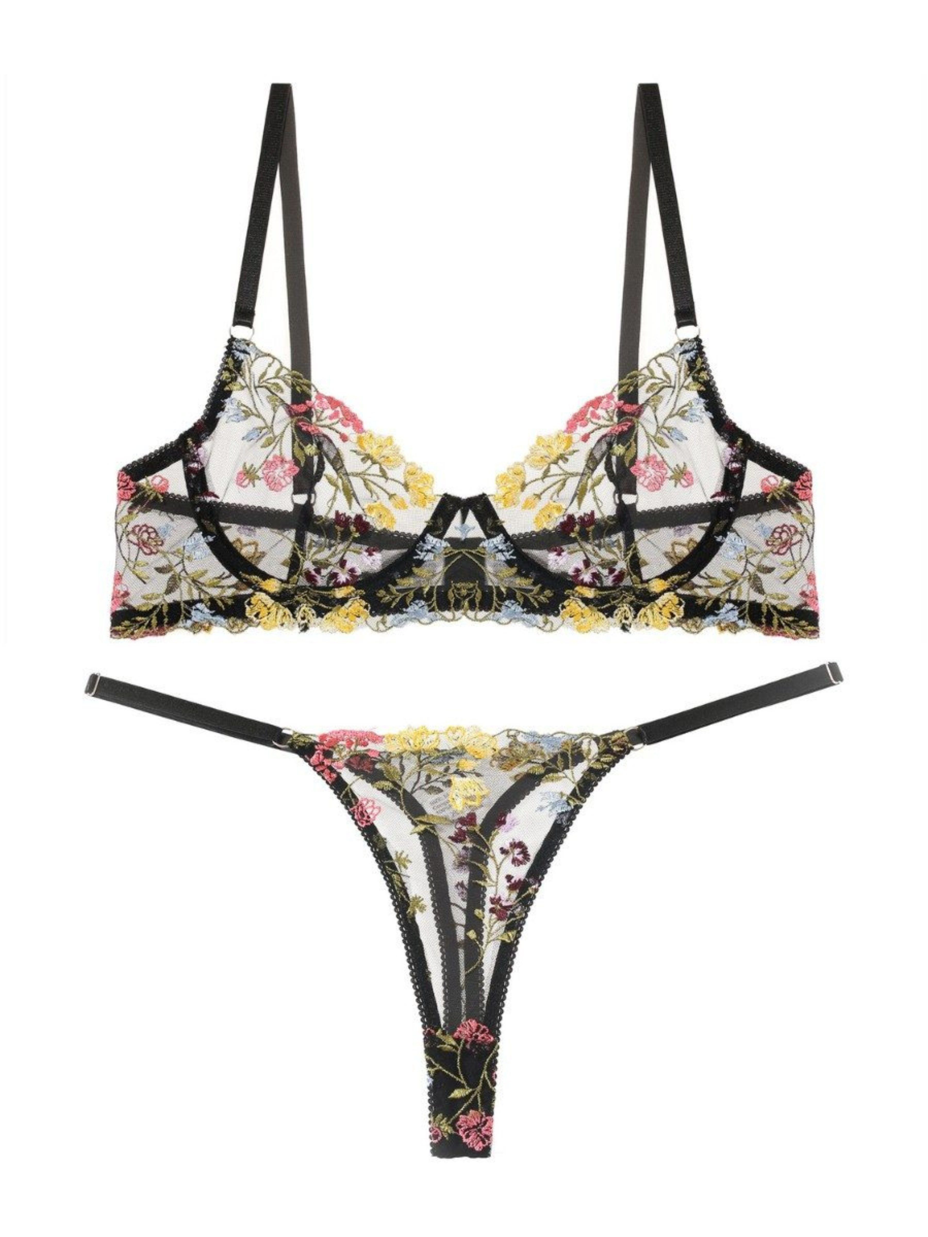 Elegant Love Set: Push-up-BH Sexy Dessous Set, BH und Tanga,Lingerie-Set (Set, 2-tlg., mit String) Transparente Damenunterwäsche - Reizwäsche – Bild 2 von 5