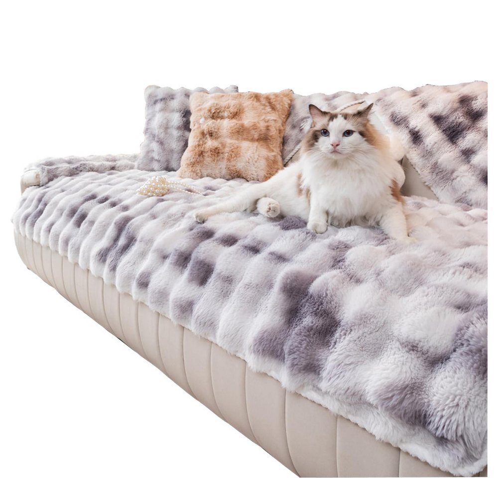 Diwzbyn Sofaschoner Sofabezug Plüsch Dick Sofa Sitzkissenbezug, Couchbezug, Wellendesign, rutschfest, für Sofas Wohnzimmer