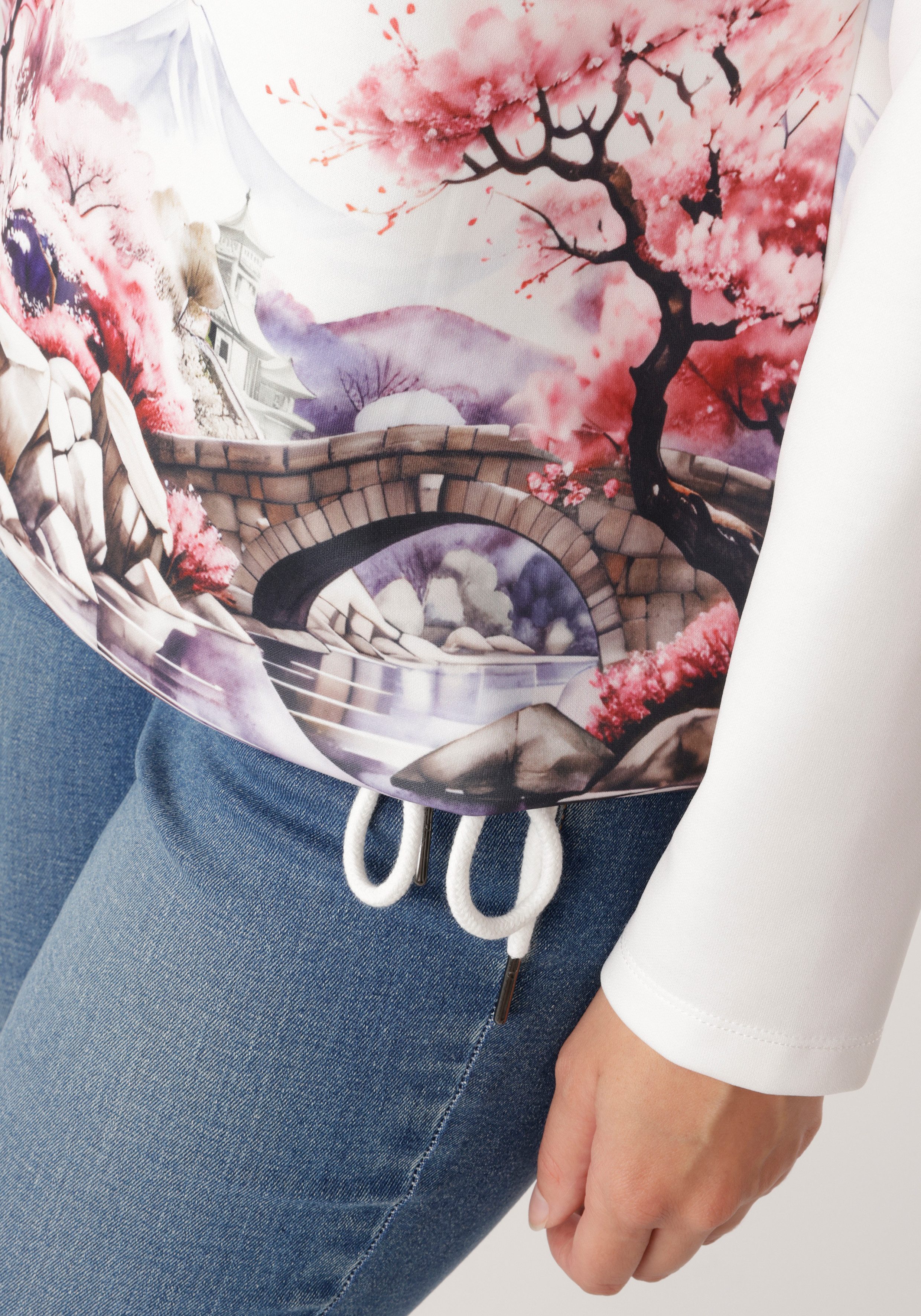 Aniston SELECTED Sweatshirt mit malerischen Druck vorne und hinten - NEUE KOLLEKTION
