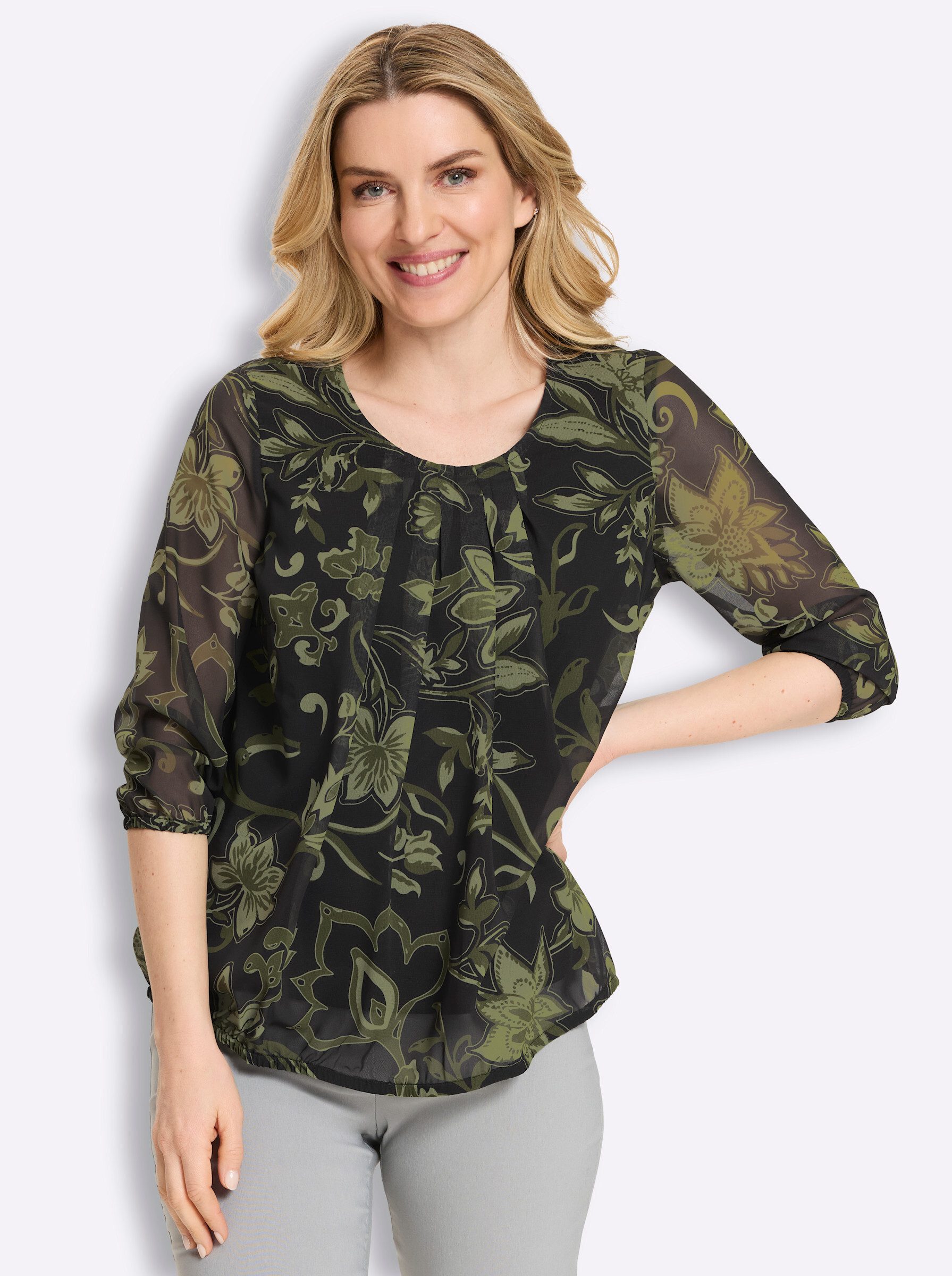 Sieh an! Klassische Bluse Schlupfbluse 3/4-Arm