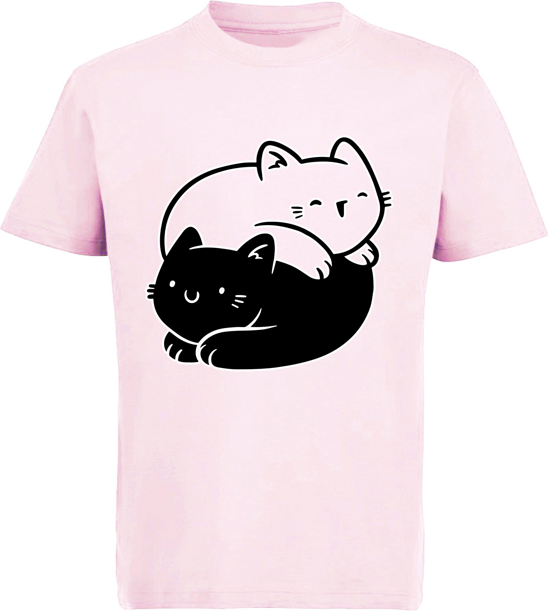 Print-Shirt bedrucktes Mädchen T-Shirt 2 kuschelnde Katzen