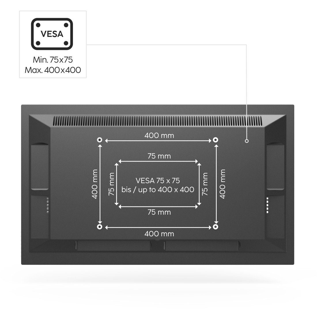 Hama TV-Deckenhalterung TV-Deckenhalterung, 65 schwenkbar (bis Zoll drehbar) 40kg (bis VESA 400x400, 65 Zoll)