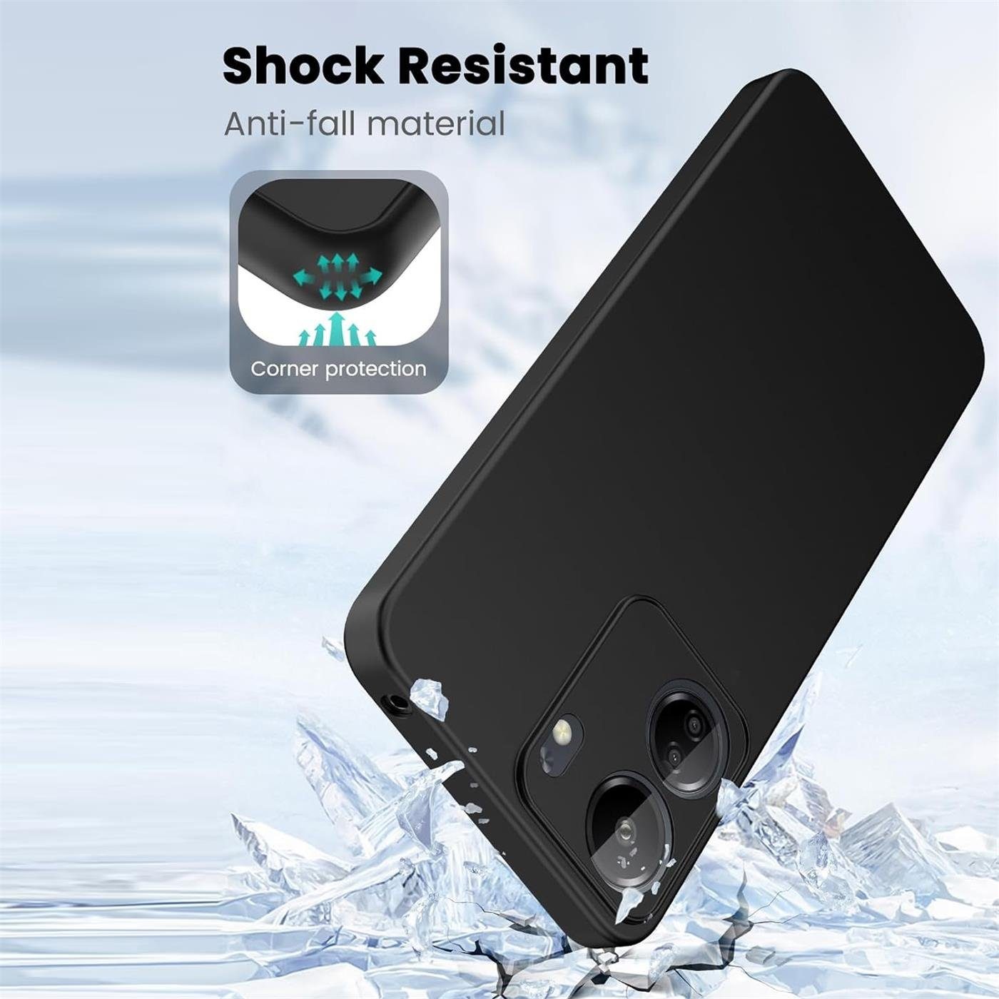 CoolGadget Handyhülle Black Series Handy Hülle für Xiaomi Poco C65 6,74 Zoll, Edle Silikon Schlicht Robust Schutzhülle für Poco C65 Hülle