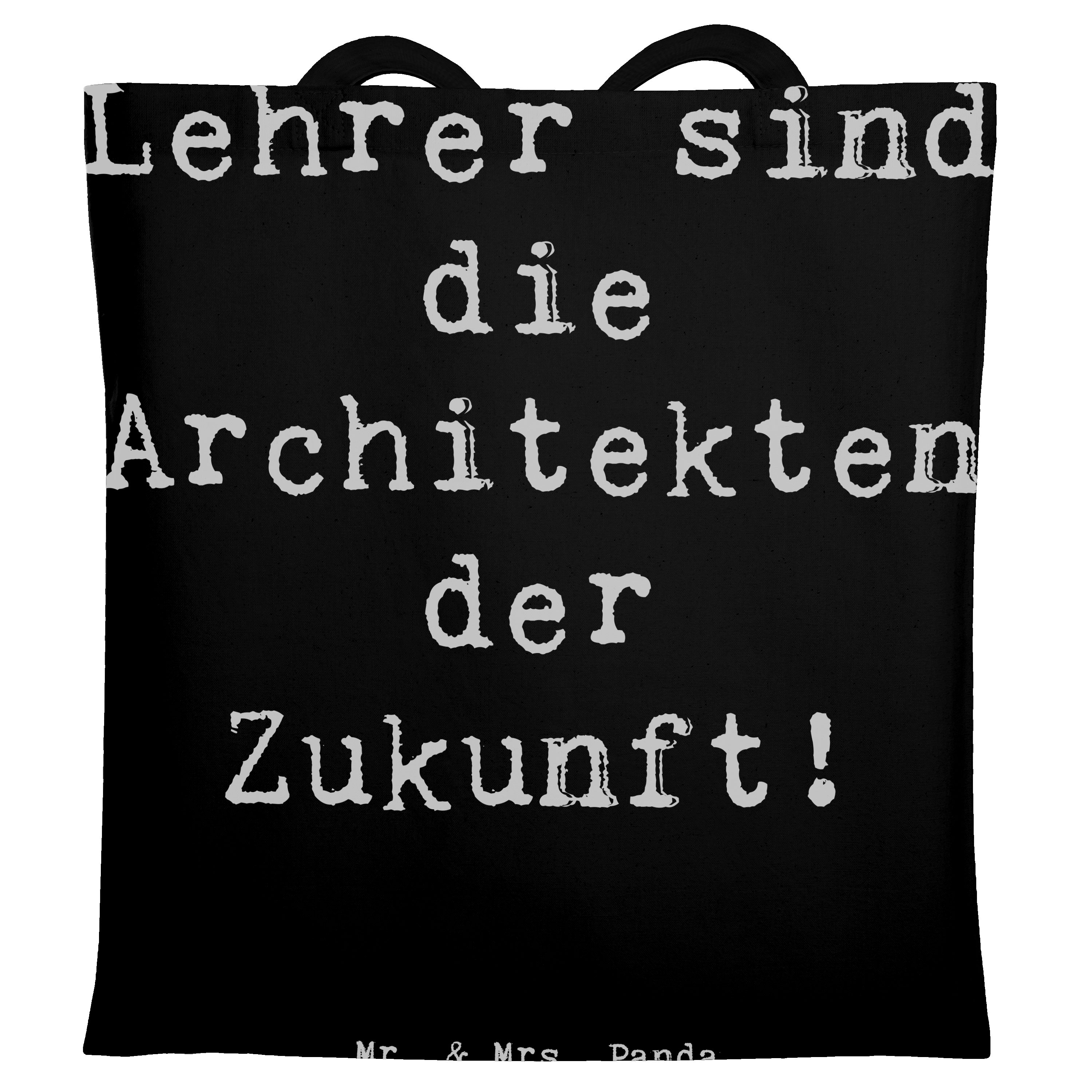 Tragetasche Lehrer Zukunftsarchitekten - Schwarz - Geschenk, Dankbarkeit, Jutebeu