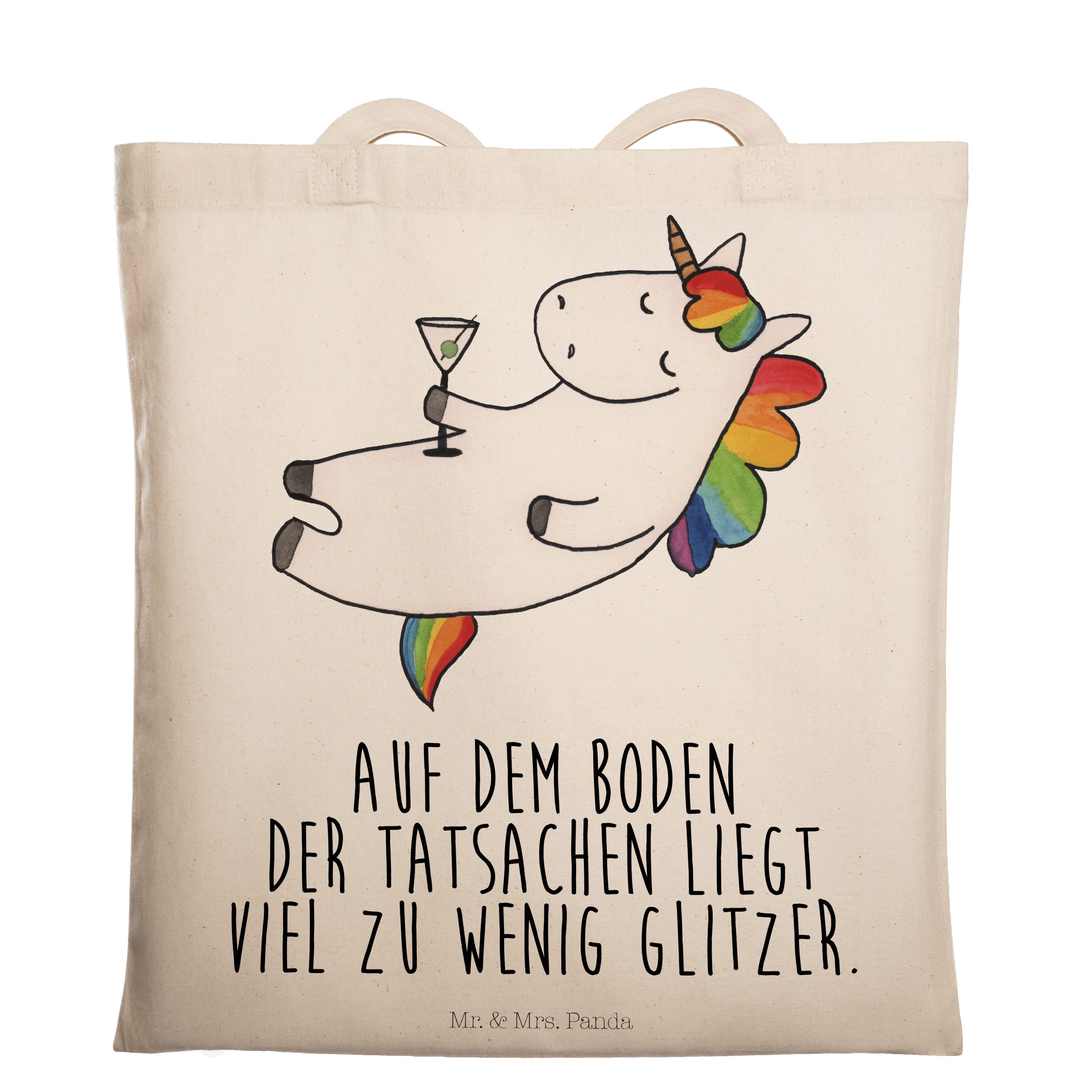 Mr. Mrs. Einhorn - - & Tragetasche Cocktail Beuteltasche, Geschenk, Ein Panda Transparent (1-tlg) Pegasus,