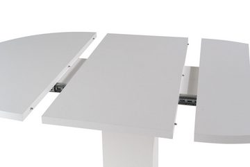 Mäusbacher Esstisch TAP, Ø 90 cm, Weiß matt, Made in Germany, ausziehbar bis auf eine Breite von 130 cm
