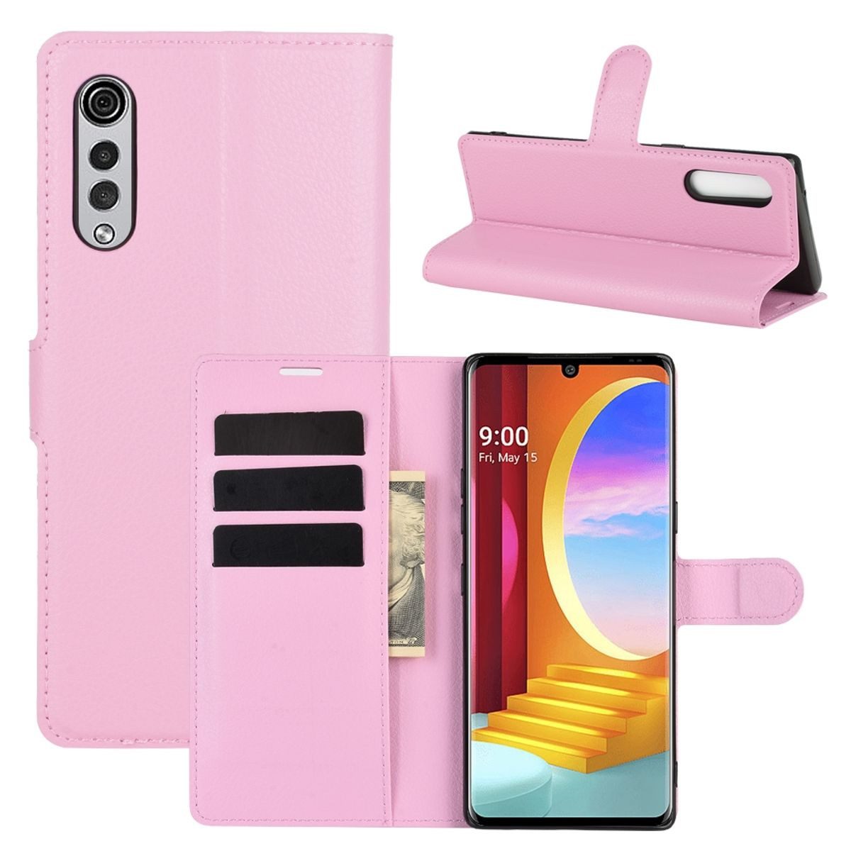 König Design Handyhülle LG Velvet, Schutzhülle Schutztasche Case Cover Etuis Wallet Klapptasche Bookstyle