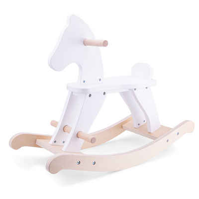 New Classic Toys® Einzelschaukel Schaukelpferd in weiß aus Holz Kinderschaukelpferd Holzspielzeug