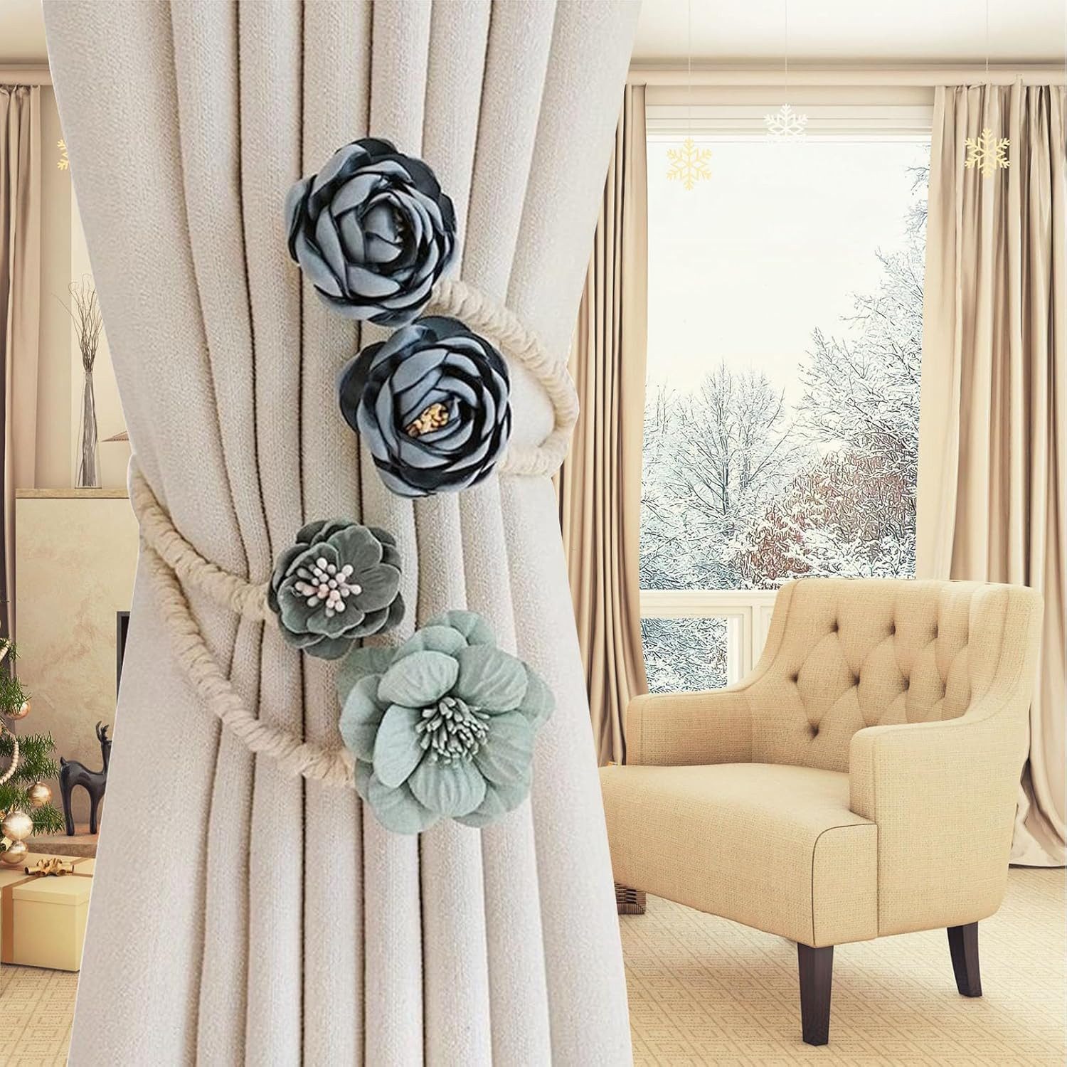BYSURE Raffhalter, (2-tlg), Blumenvorhang-Raffhalter günstig online kaufen