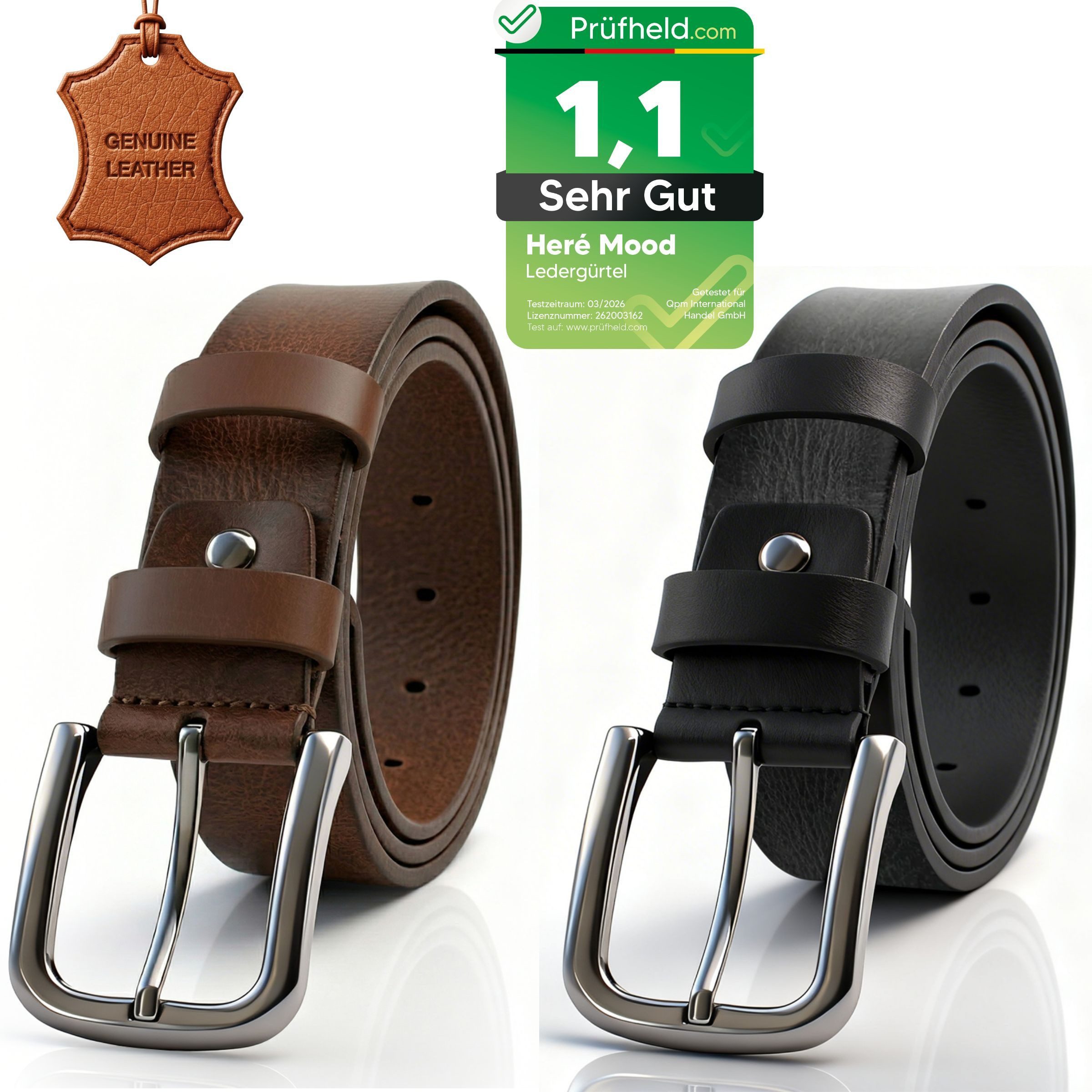 herémood Ledergürtel [Test SEHR GUT, Note 1.1] Herren Leder Gürtel 4cm Braun-Schwarz 115cm (Ledergürtel Herren, hochwertig verarbeitet, kürzbar, 2-St., widerstandsfähigem und robustem Leder, Langlebige Qualität aus echtem) Ledergürtel Herren Braun & Schwa