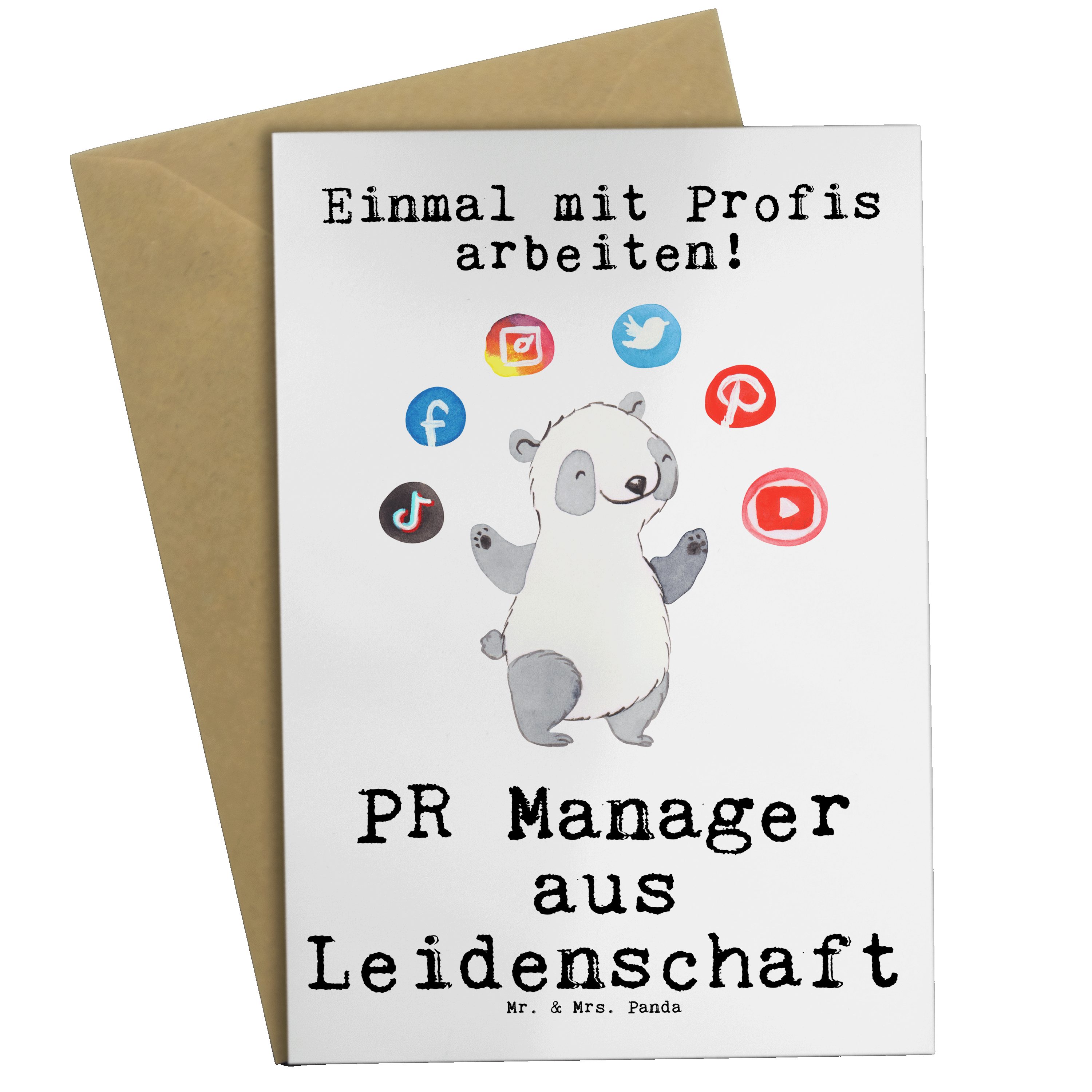 Mitarbeiter, Mr. PR Leidenschaft Geschenk, Mrs. Weiß Panda Grußkarte aus - Hochzeits - Manager &