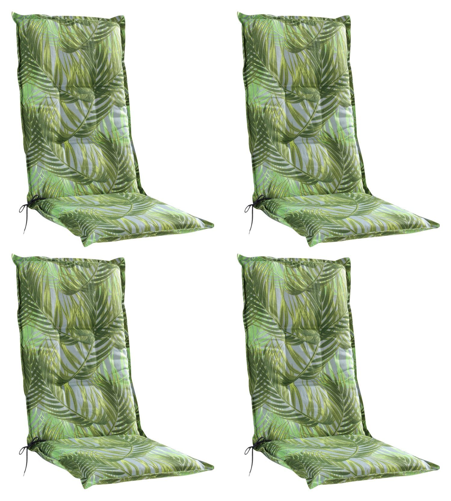 GO-DE Hochlehnerauflage LAKEVIEW, B 50 x L 120 cm, Grün, 4er Set, (Set, 4 St), Gartenstuhlauflagen für Hochlehnstühle