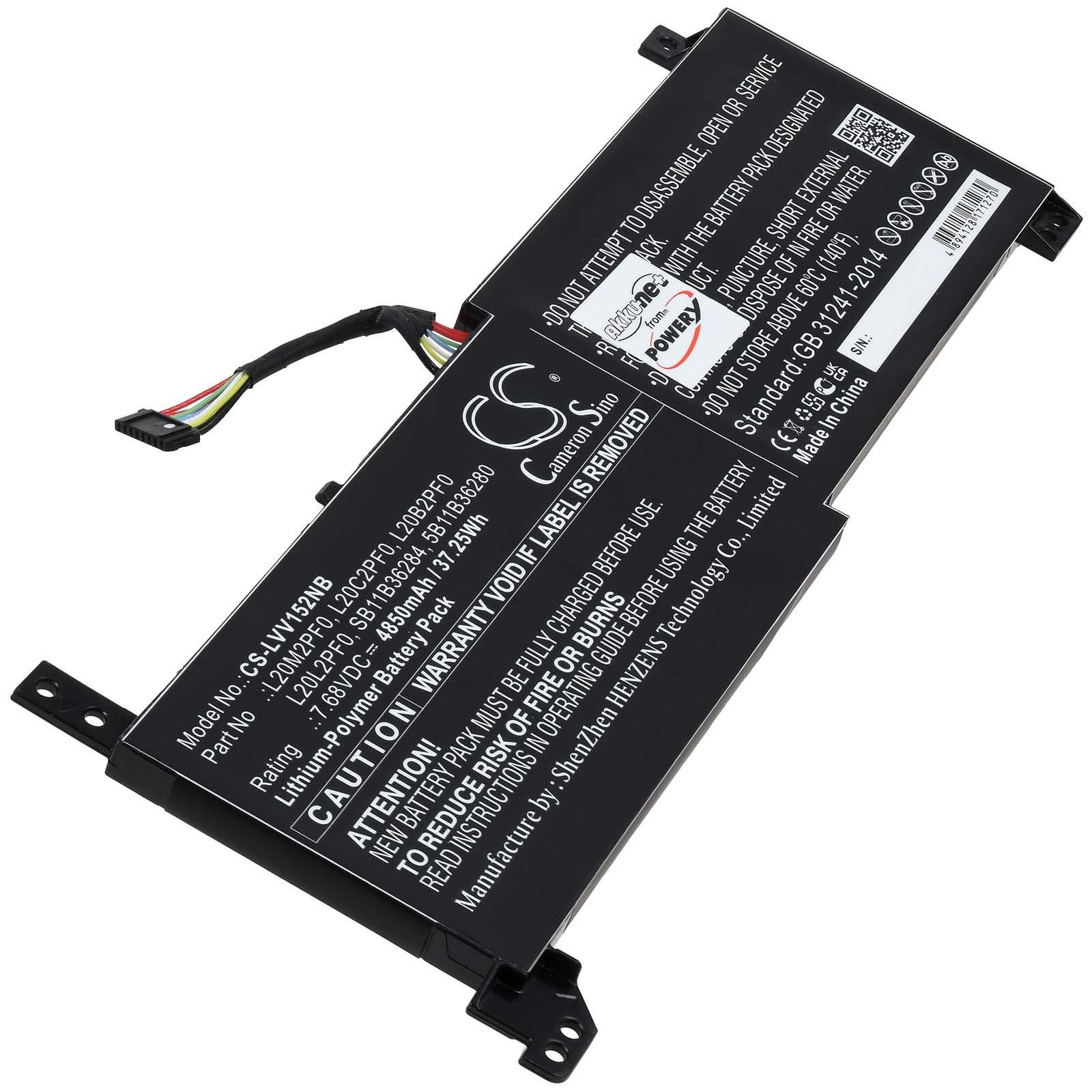 Powery Akku für Lenovo Typ L20L2PF0 Laptop-Akku 4850 mAh (7.68 V)