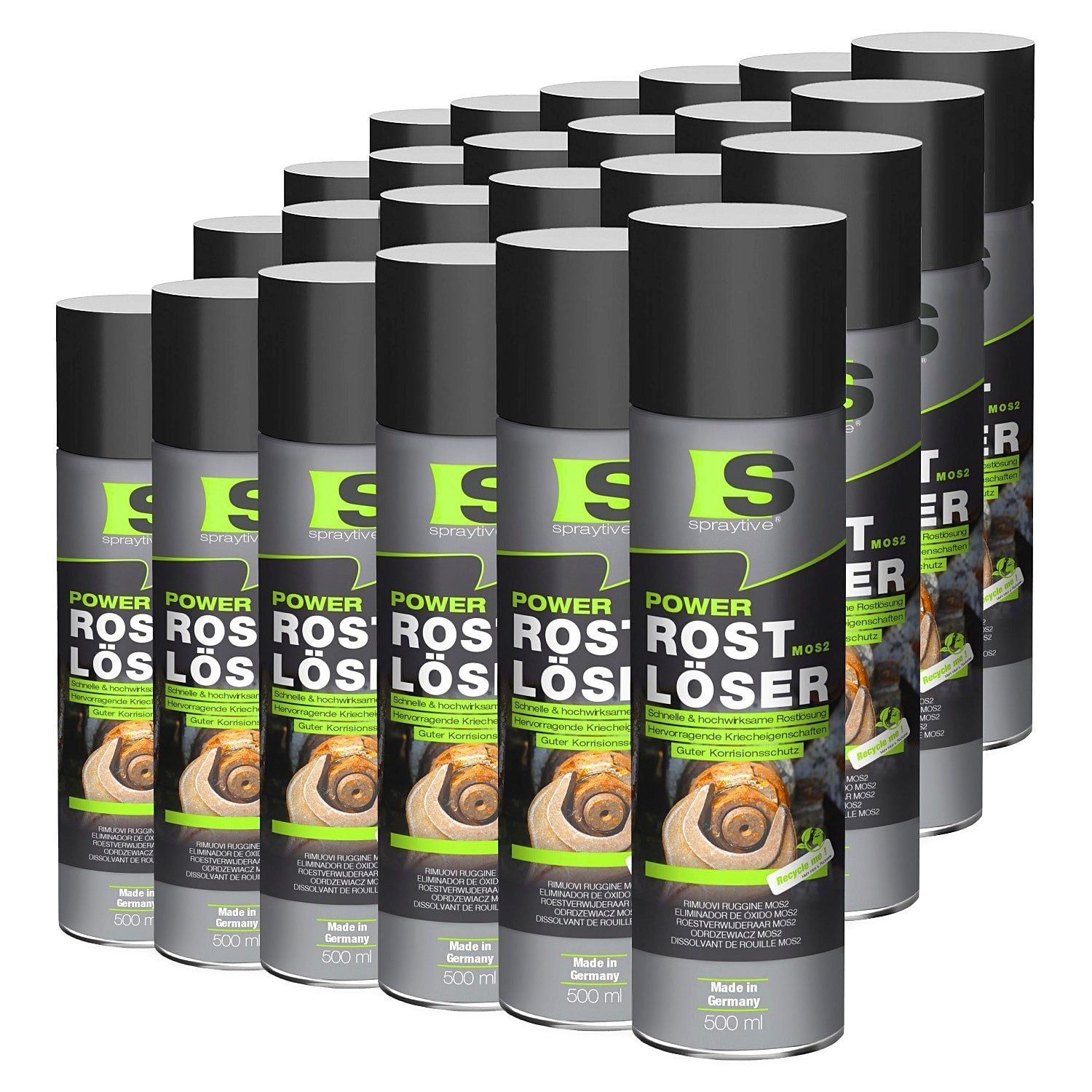 Spraytive 24x 500ml Rostlöser MoS₂ Spray – Schnellrostlöser mit Korrosionsschutz Rostentferner (Made in Germany)
