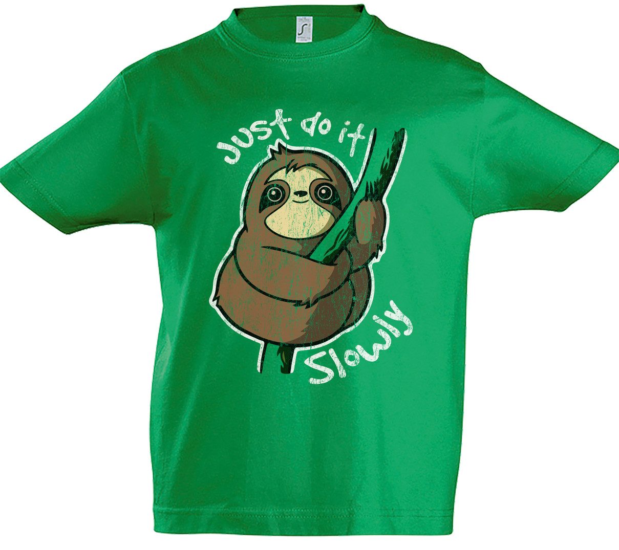 Print-Shirt Just Do It Slowly Kinder T-Shirt Faultier Geh Schlafen Leben Langsam