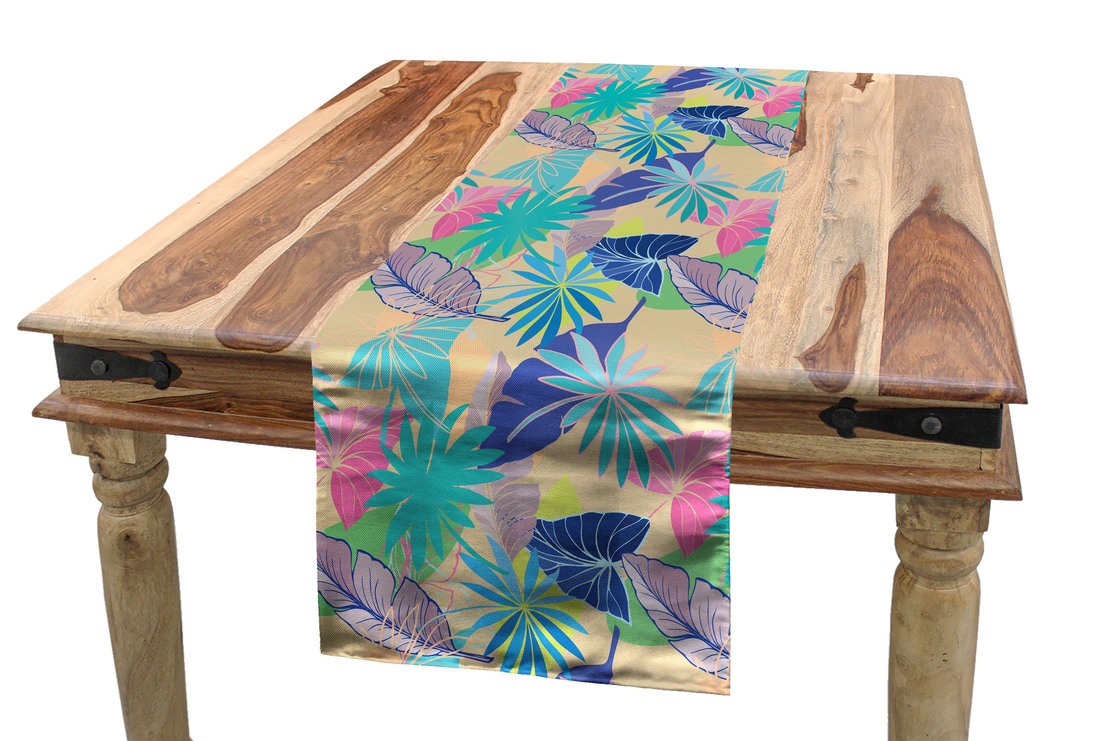 Hawaii Esszimmer Exotische Abakuhaus Rechteckiger Flora Dekorativer Tischläufer Tropisch Sommer Tischläufer, Küche
