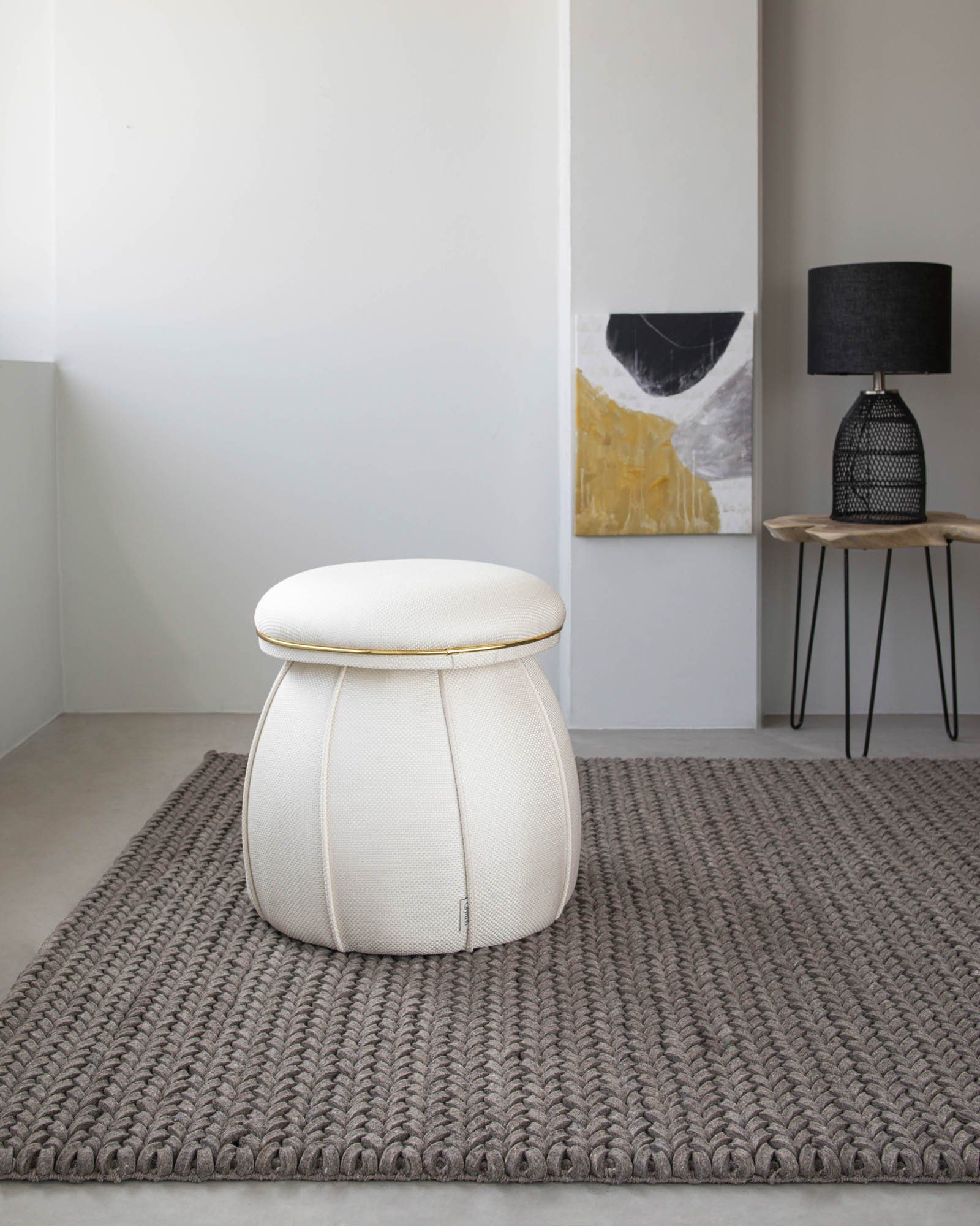 Qiyano Hocker Pouf Luana 300 Struktur Beige (1 St) günstig online kaufen