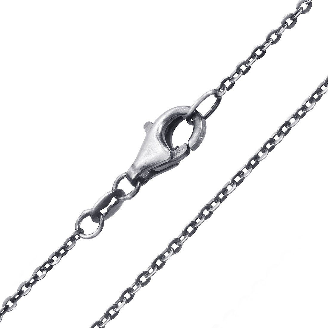 Materia Gliederkette Damen Herren Ankerkette antik geschwärzt K96, 925 Sterling Silber, oxidiert