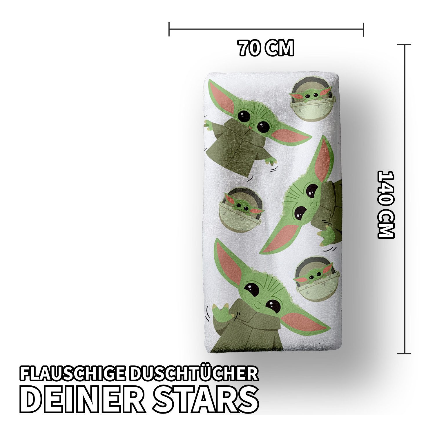Jerry Fabrics Handtücher Star Wars Mandalorian Baby Yoda Duschtuch Badetuch 70 x 140 cm, (1 Duschtuch, 1-St), Langlebig