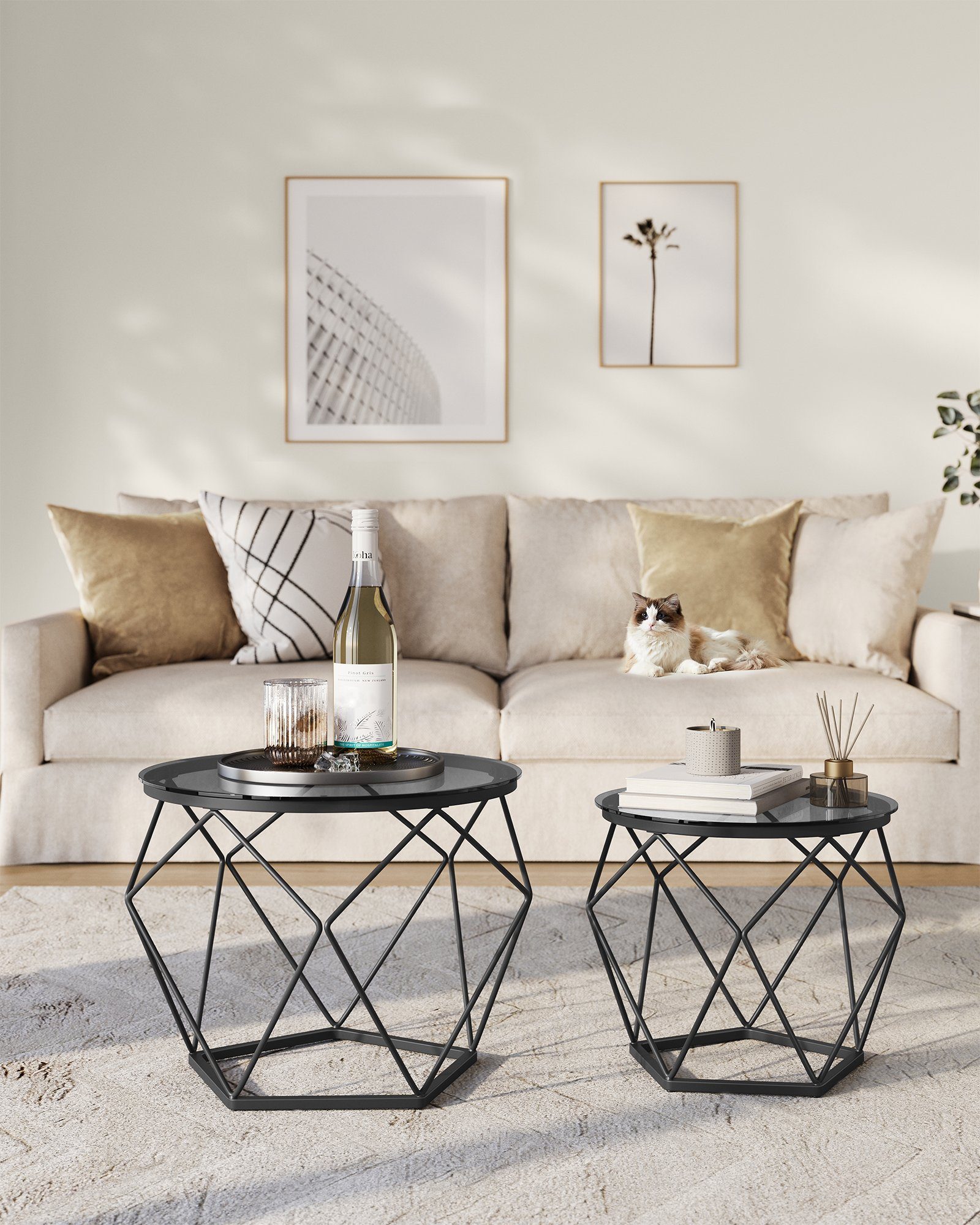 VASAGLE Couchtisch (2er Set), Beistelltisch, abnehmbare günstig online kaufen