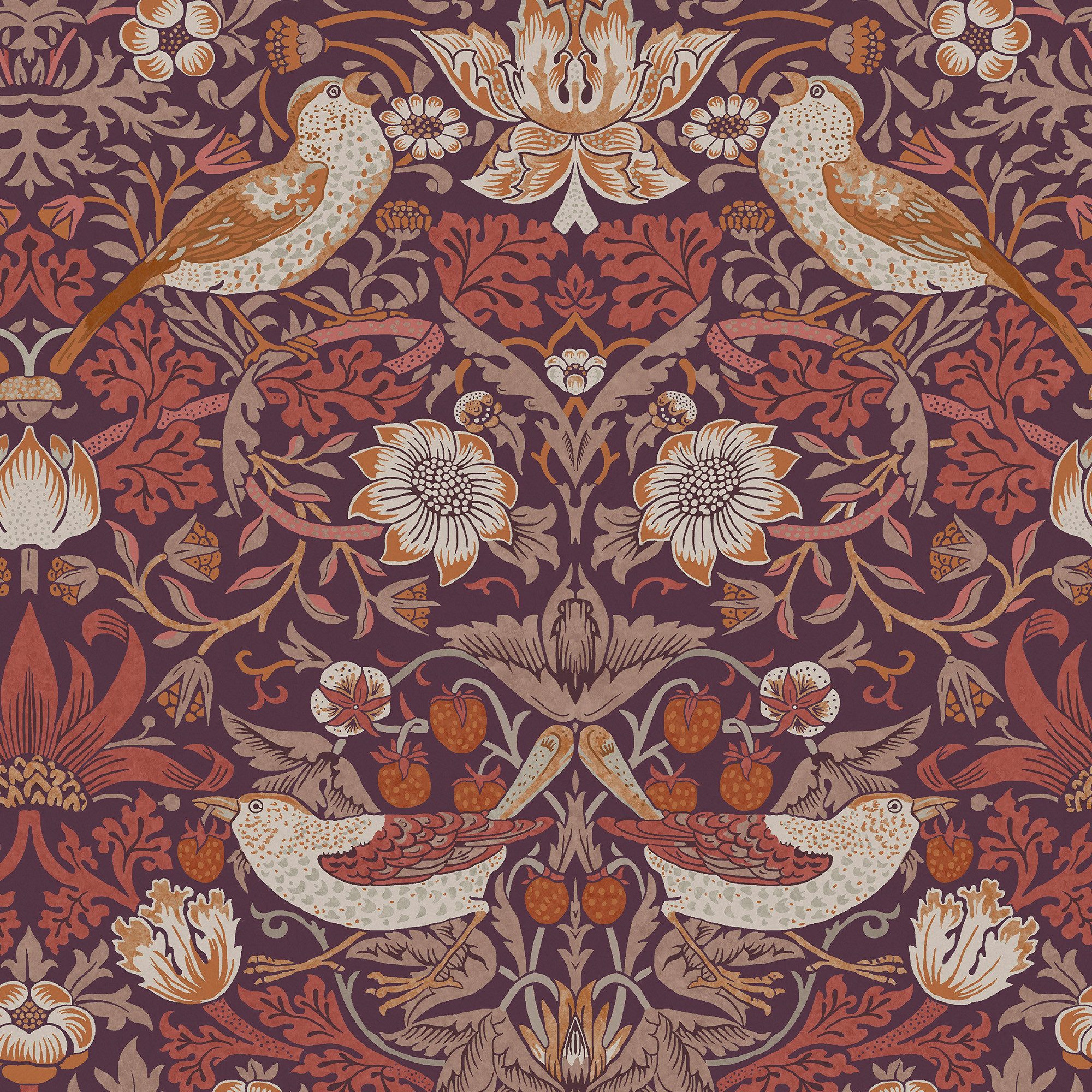 WILLIAM MORRIS AT HOME Vliestapete Strawberry Thief, texturiert, Retro, (1 St), Design Tapeten