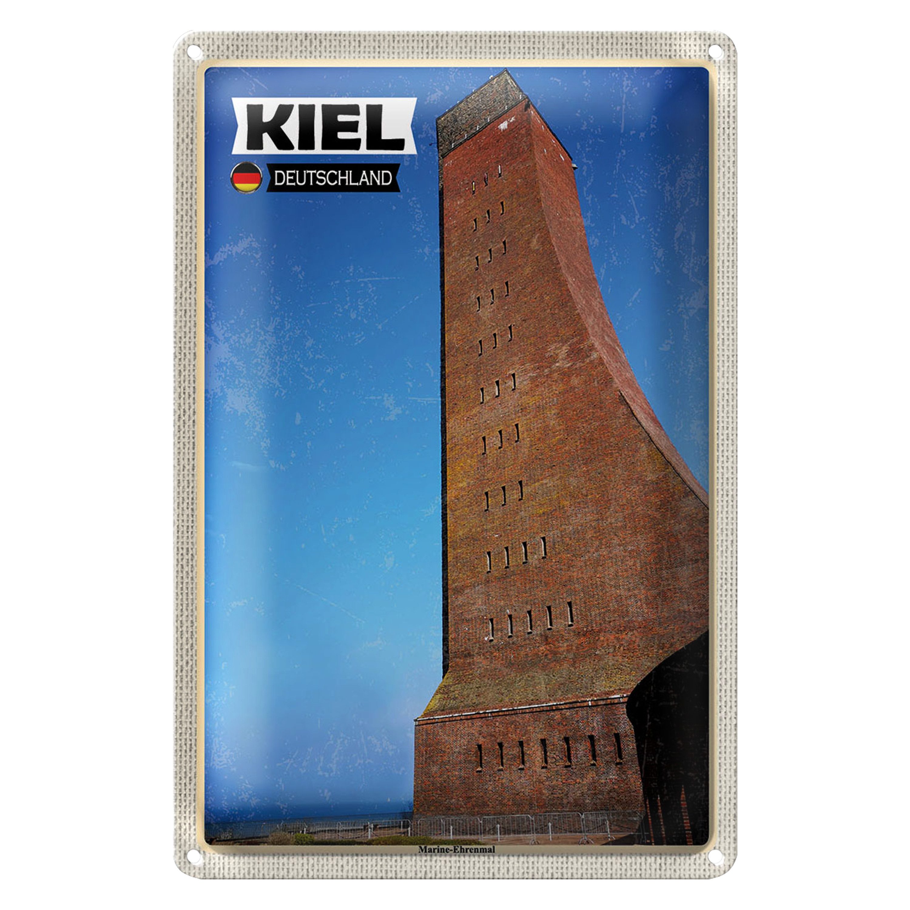 Roomando Metallschild Städte Kiel Marine-Ehrenmal Mittelalter 12x18cm