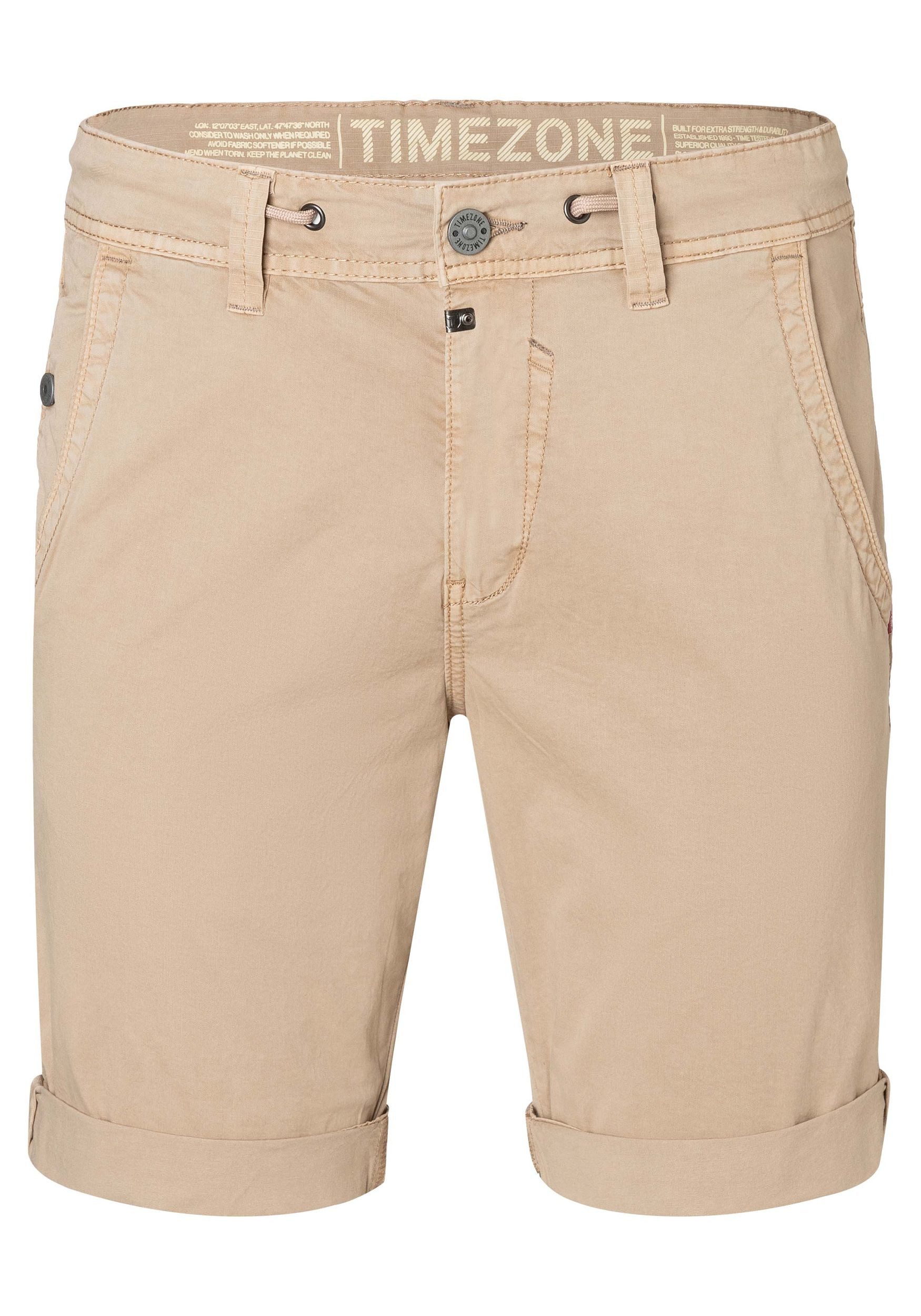 TIMEZONE Chinoshorts Fein Bermudas mit Tunnelzug & 5-Pocket für Herren Baumwolle Regular Fit unifarben atmungsaktiv Reißverschluss