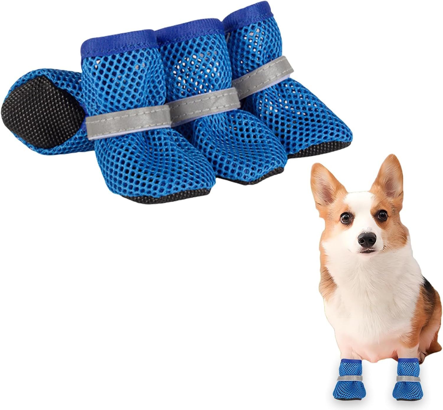 Beaface Защита лап Mesh Hunde Schuhe 4 Stück Atmungsaktive Защита лап Hundeschuhe, Anti-Rutsch Hundeschuhe Verstellbarem Hundestiefel fürkleine