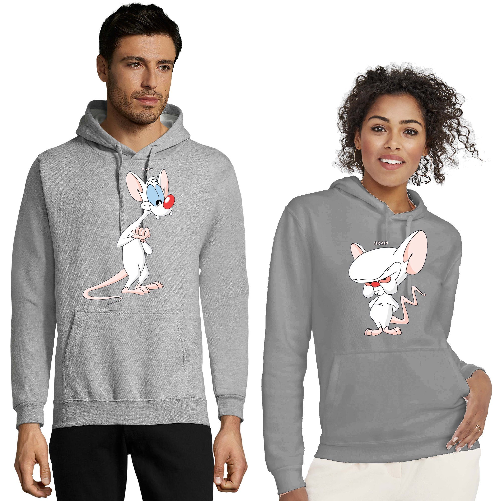 Unisex Weltherrschaft & Pinky / Grau Brownie BFF Pullover mit Friends Hoodie Kapuze Pinky Blondie Brain Paar Hoodie