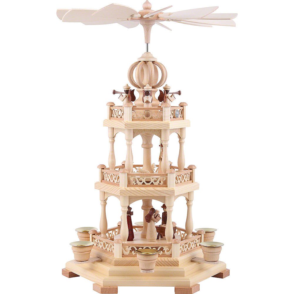 Müller Kleinkunst GmbH Seiffen Weihnachtspyramide 3-stöckige Pyramide Heilige Geschichte (44cm) von Müller Kleinkunst