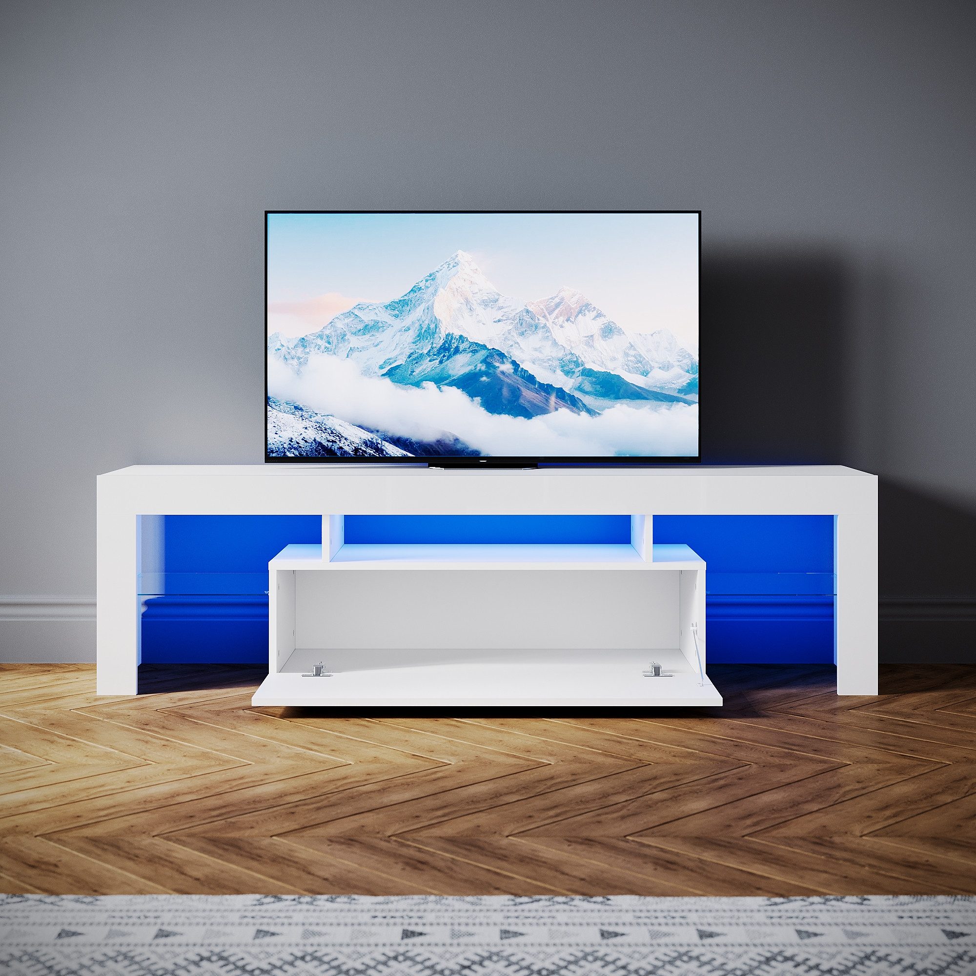 SONNI Lowboard Lowboard 160 cm Breite, Modern in Weiß & Schwarz, LED-Lichte günstig online kaufen