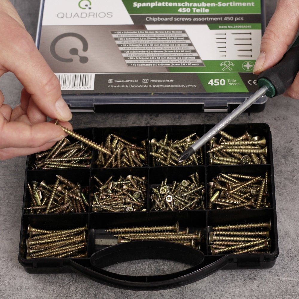Quadrios Schrauben-Set Quadrios 2109SA045 2109SA045 Spanplattenschrauben-Sortiment 450 St.