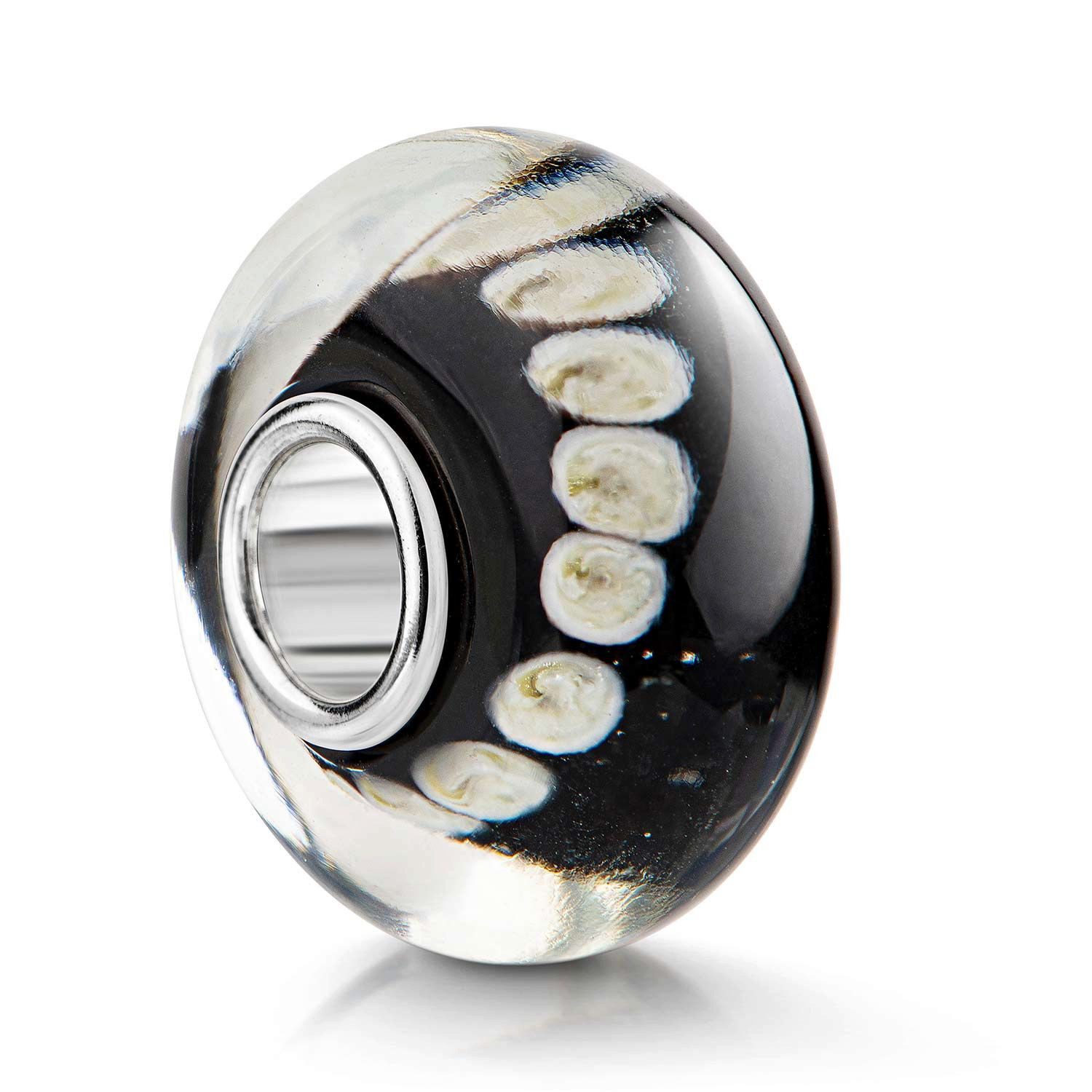 Bead Glasperle Schwarz Weiß Punkte 1250