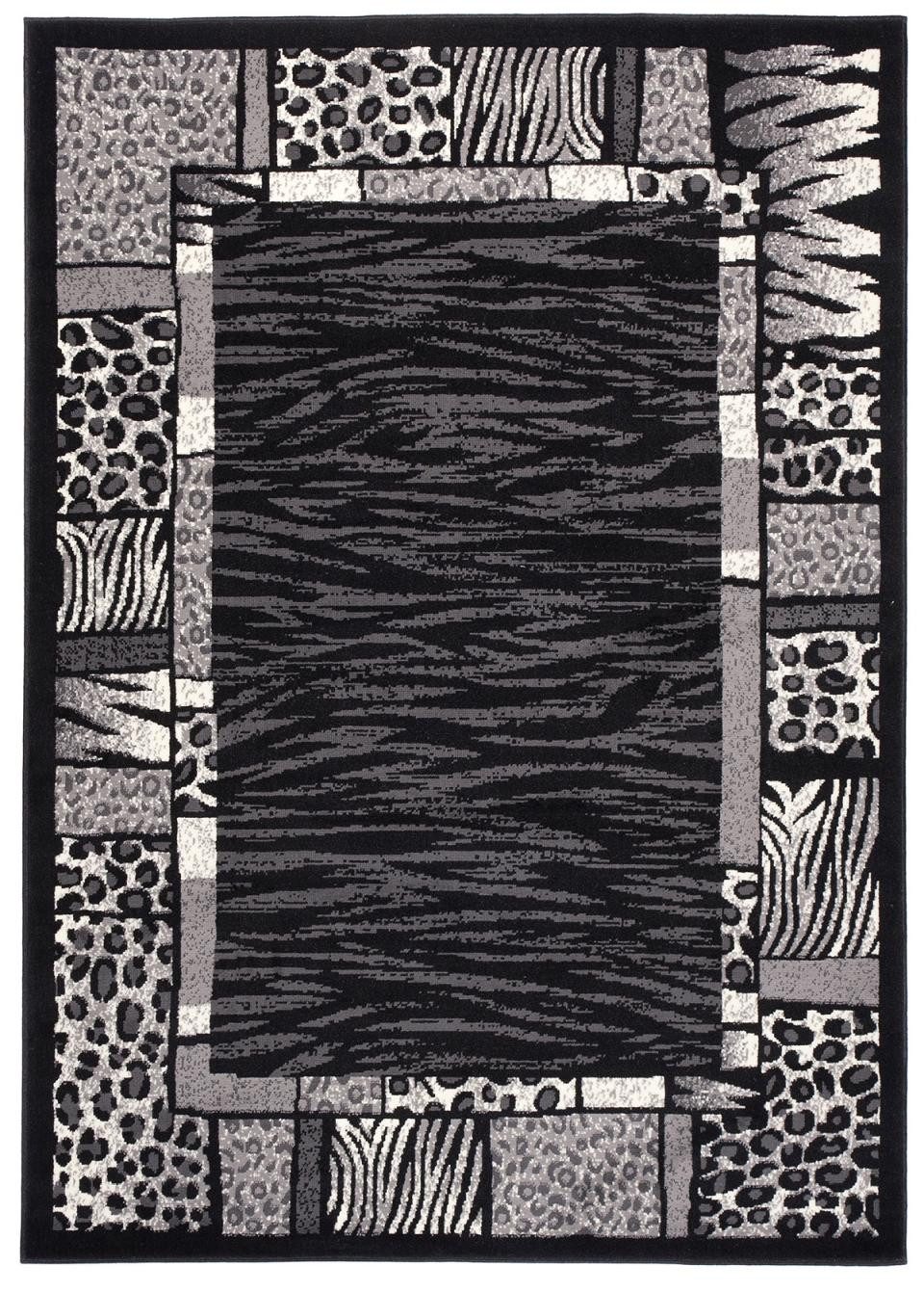 Mazovia Designteppich Retro Leopard Schwarz Anthrazit Wohnzimmer, Schlafzimmer, Esszimmer, Fußbodenheizung