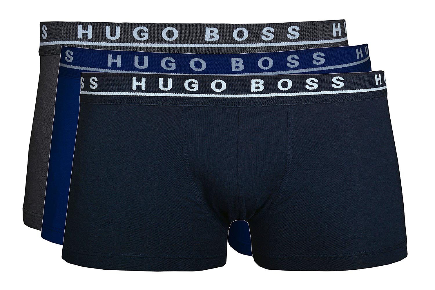 BOSS Boxershorts Cotton im Pack, Pack 3er-Pack) Bein (487) Trunk 3er-Pack kurzes Unterhose Multi Stretch Herren 3-St., Blau (Multi Mix Boxer