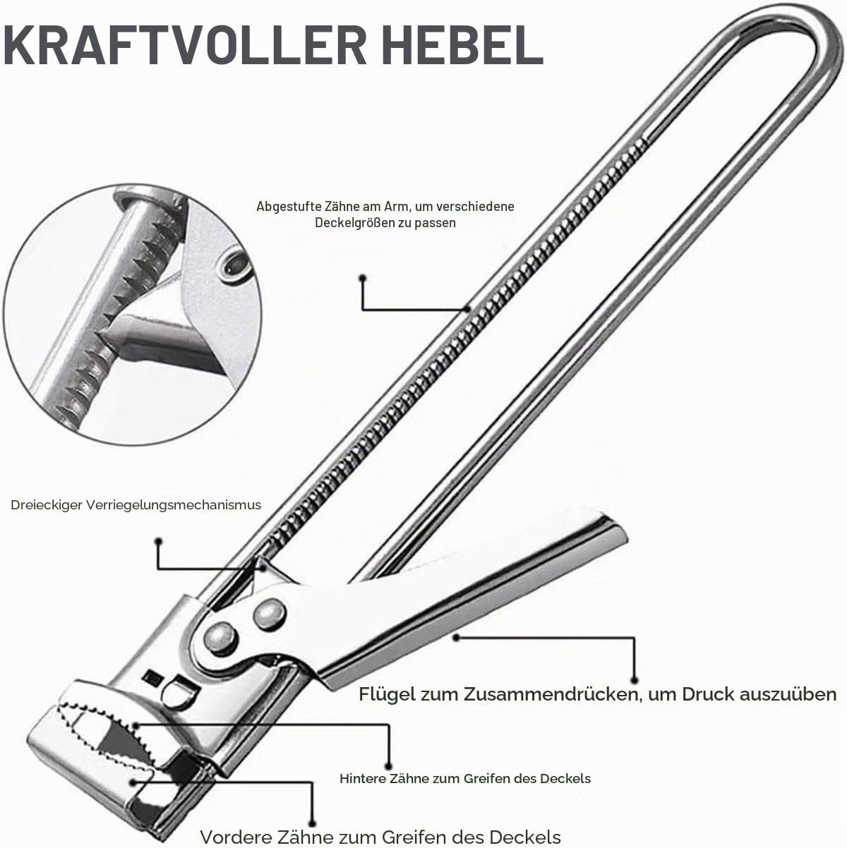 Veluna Home Flaschenöffner Deckelöffner Edelstahl verstellbar für Gläser, Flaschen & Senioren (1-tlg) – Bild 2 von 5