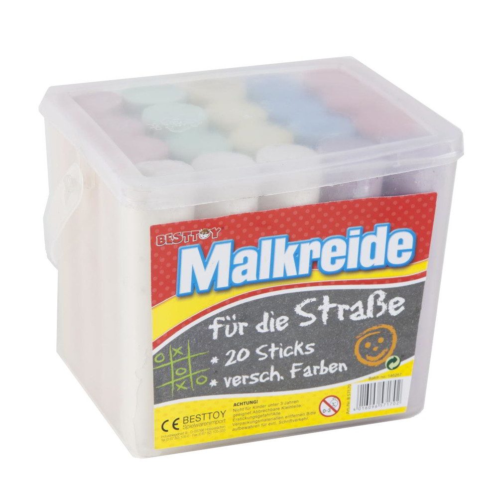 Besttoy Malkreide Straßenmalkreide - 20 Sticks - bunt