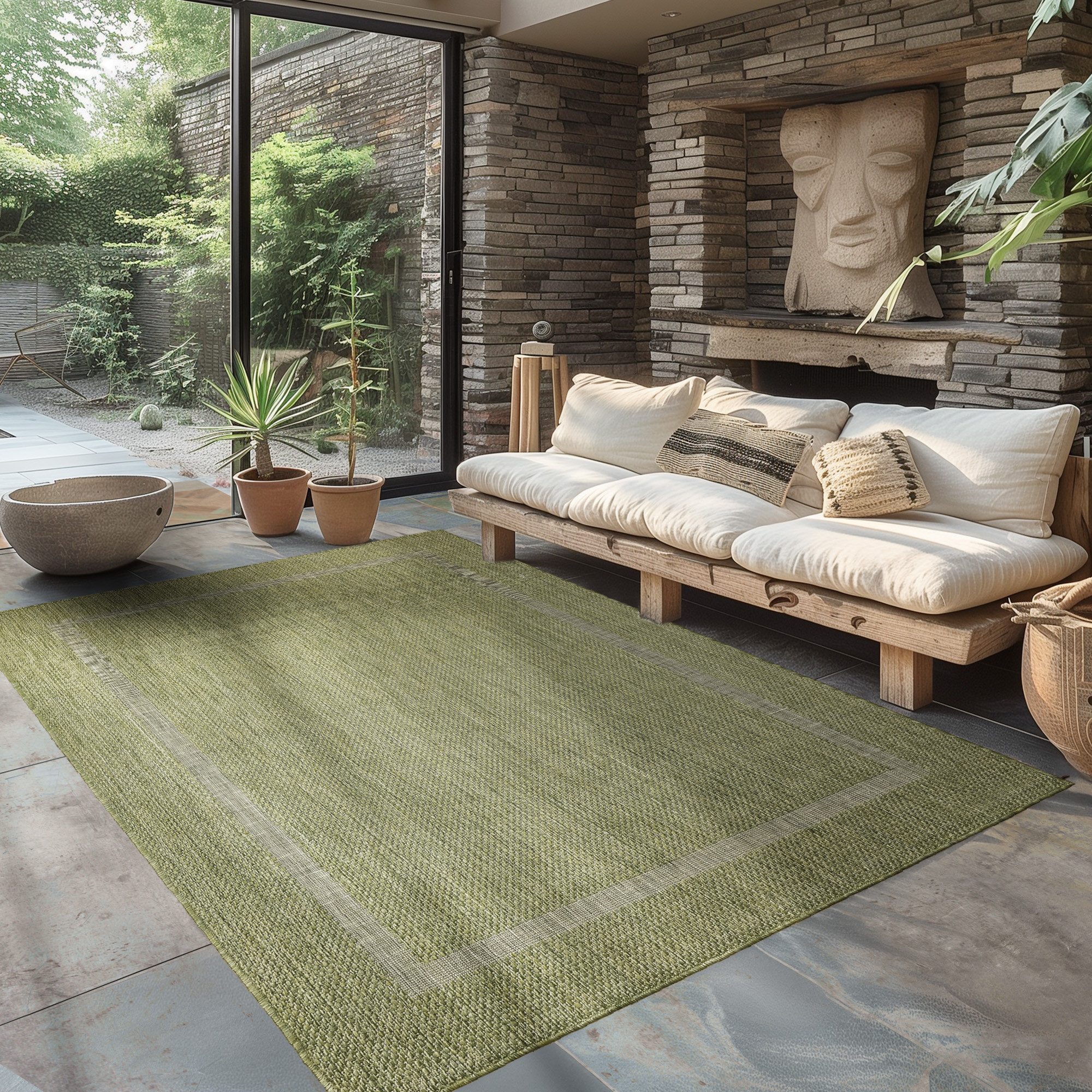 Carpettex Outdoorteppich Unicolor - Einfarbig, Läufer, Höhe: 5 mm, Teppich Wetterfest Balkon Küchenteppich Flachgewebe Sisaloptik